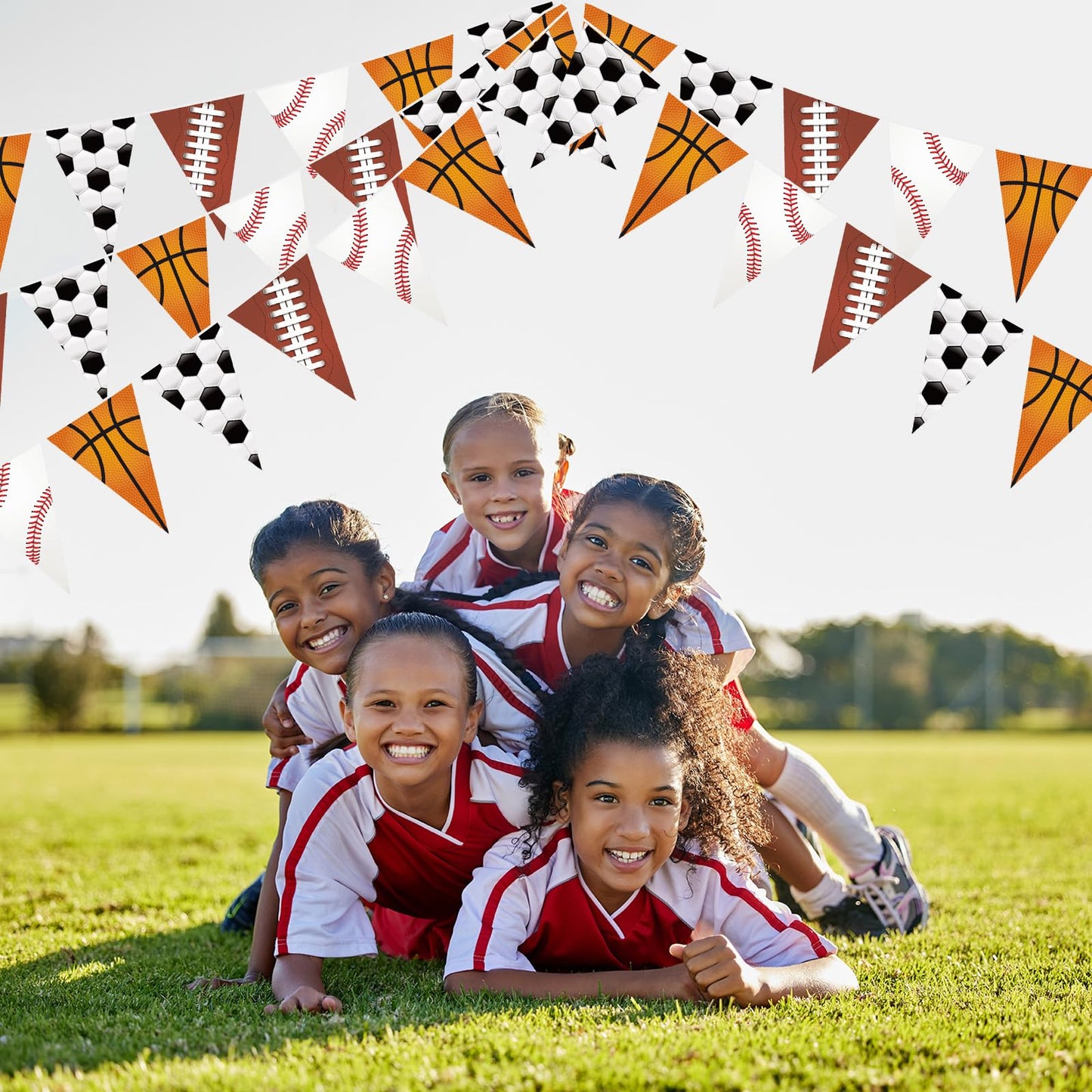 HESTYA 5 Pcs 49 Ft Sport Party Decorations Football Pennant Banner