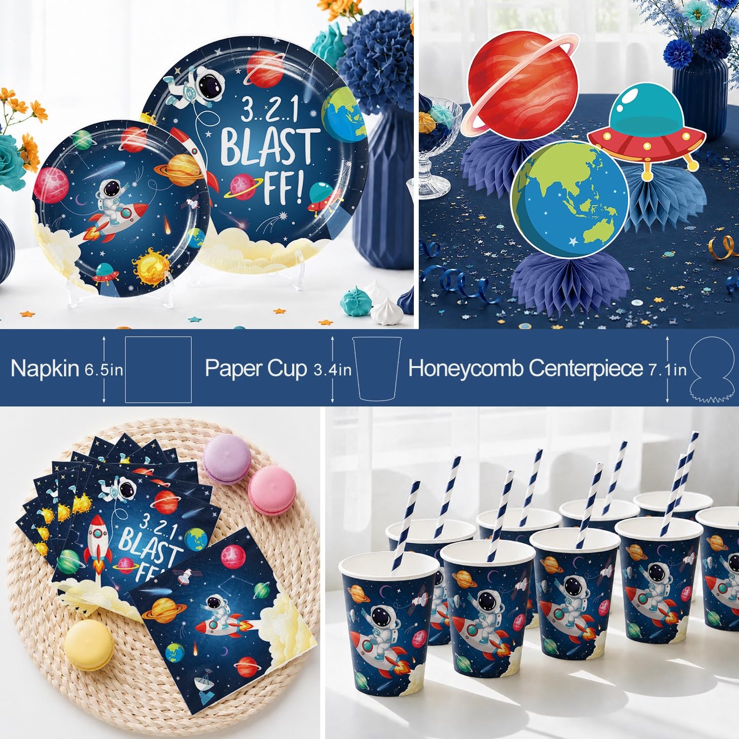 Yingoto 213pcs Space Themed Party Decorations for Boys, Serves 25