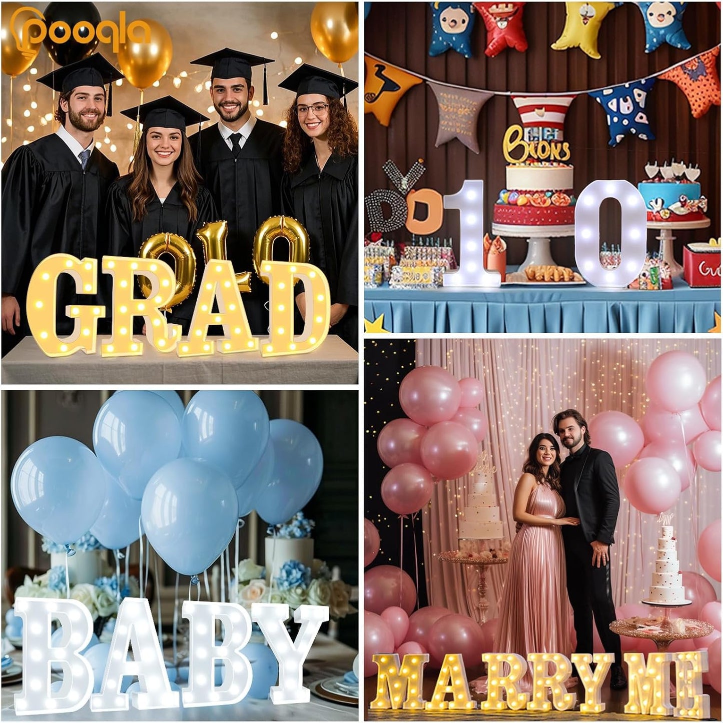 Pooqla LED Marquee Letter Lights, Warm White and Cool White Decorative Lighted Letters, Light Up Alphabet Letters for Boys Girls, Party, Wedding, Bar, Night Light, Birthday Decoration, Letter V