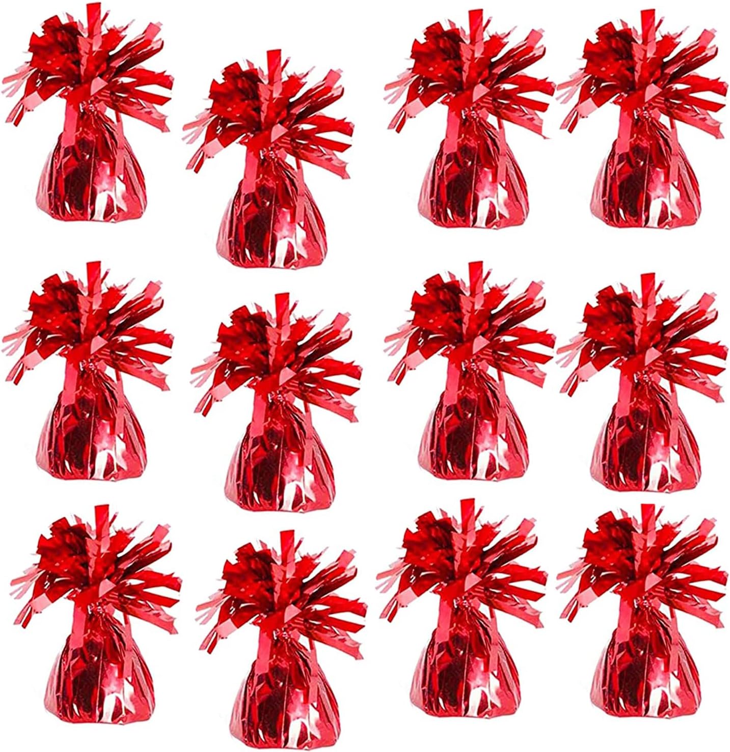 Metallic Balloon Weights, Birthday Party Favors, Novelty and Gag Gifts, 5.5" Inches, 12-Pack (Red)