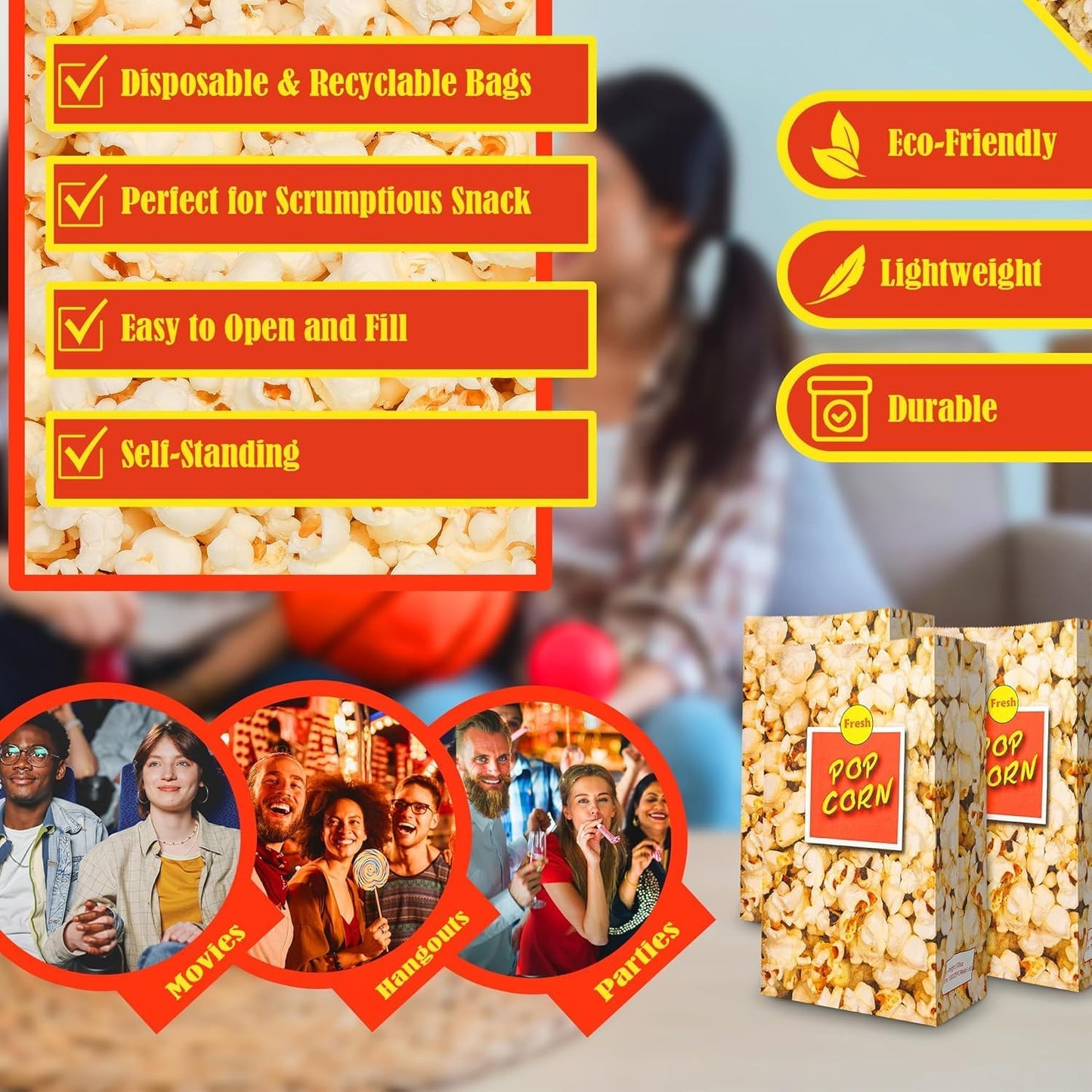 MT Products Popcorn Bags 2.5 oz. - Medium Individual Popcorn Holder - Pack of 1600