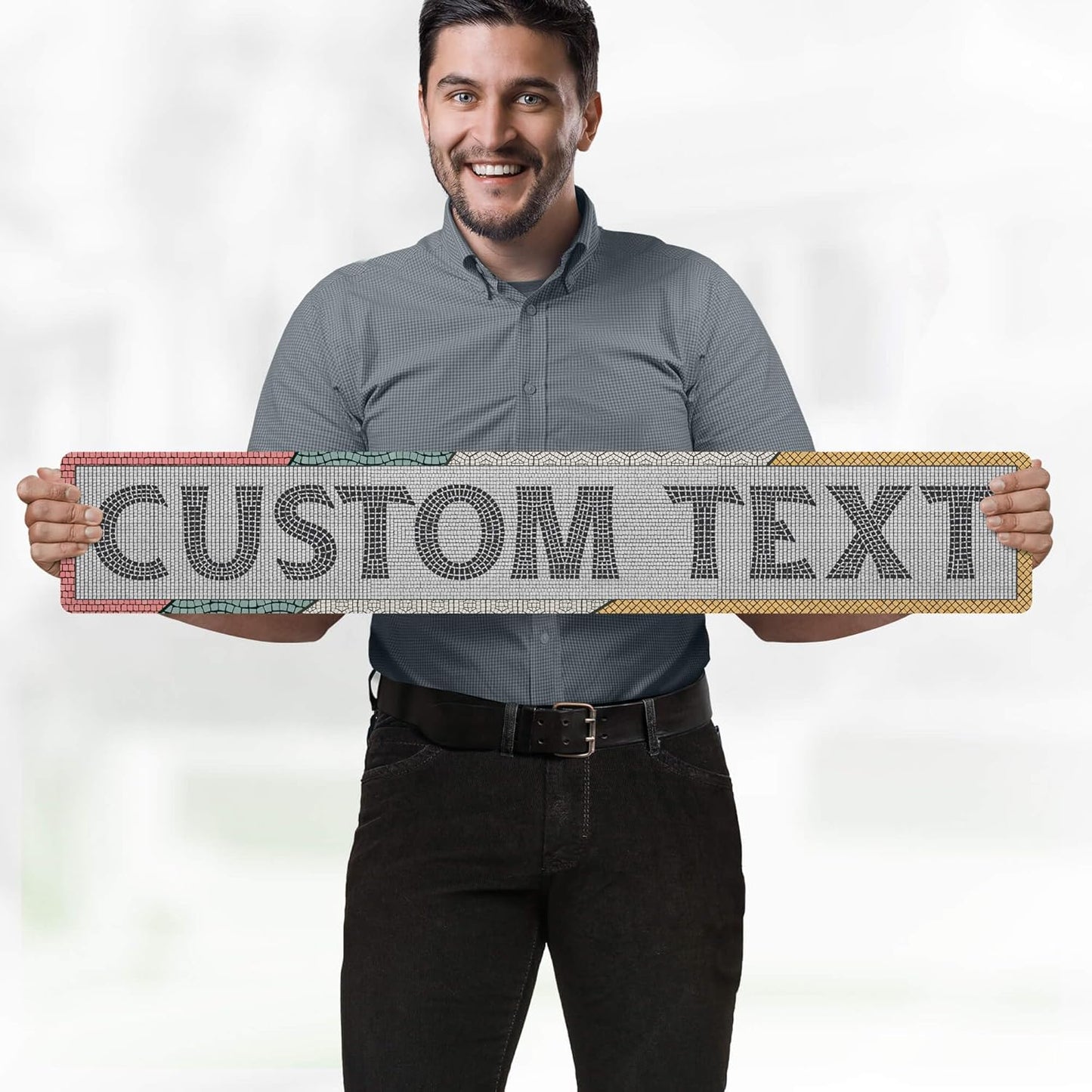 Custom Sign, Custom Street Sign, 11 Font Colors, 13 Font Styles, 4 Hole Options, 22 Sizes, 6x36 Inches, Rust Free DiBound, Fade Resistant, Made in USA by My Sign Center (Fauxsaic 2)