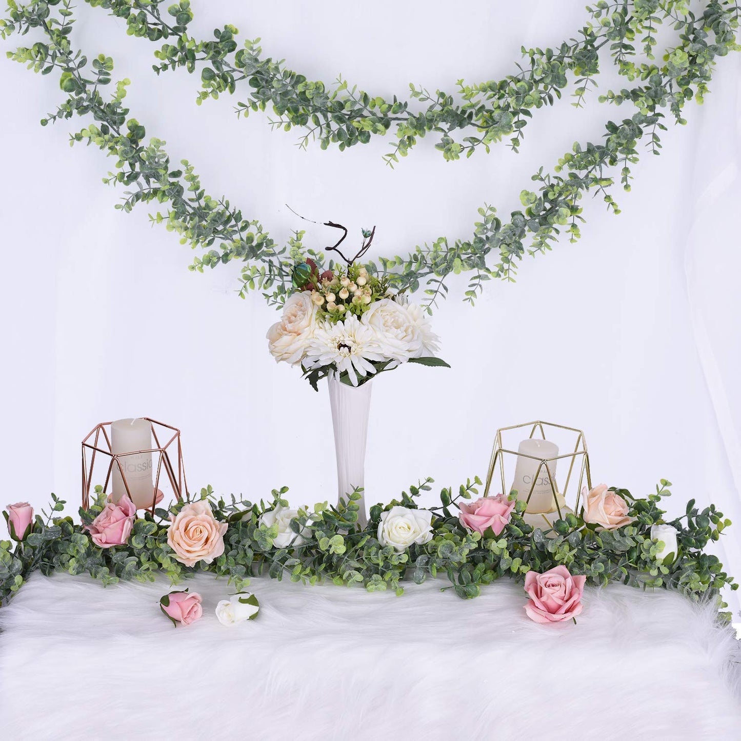 DearHouse Faux Eucalyptus Garland Plant, 2 Pack Artificial Vines Hanging Eucalyptus Leaves Greenery