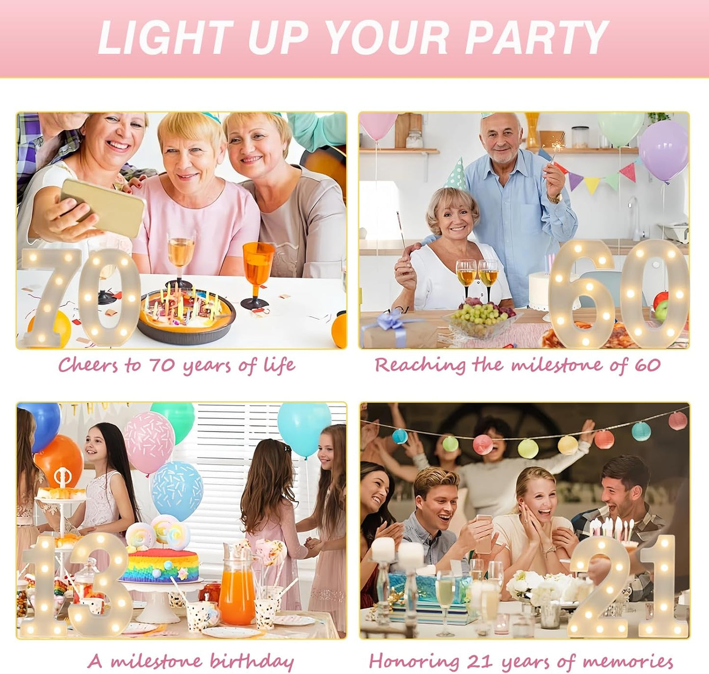 LED Marquee Letter Lights, Decorative Light Up Numbers for 18th Birthday Party, Battery Operated, Warm White Small Marquee 18 Sign for Anniversary Decorations