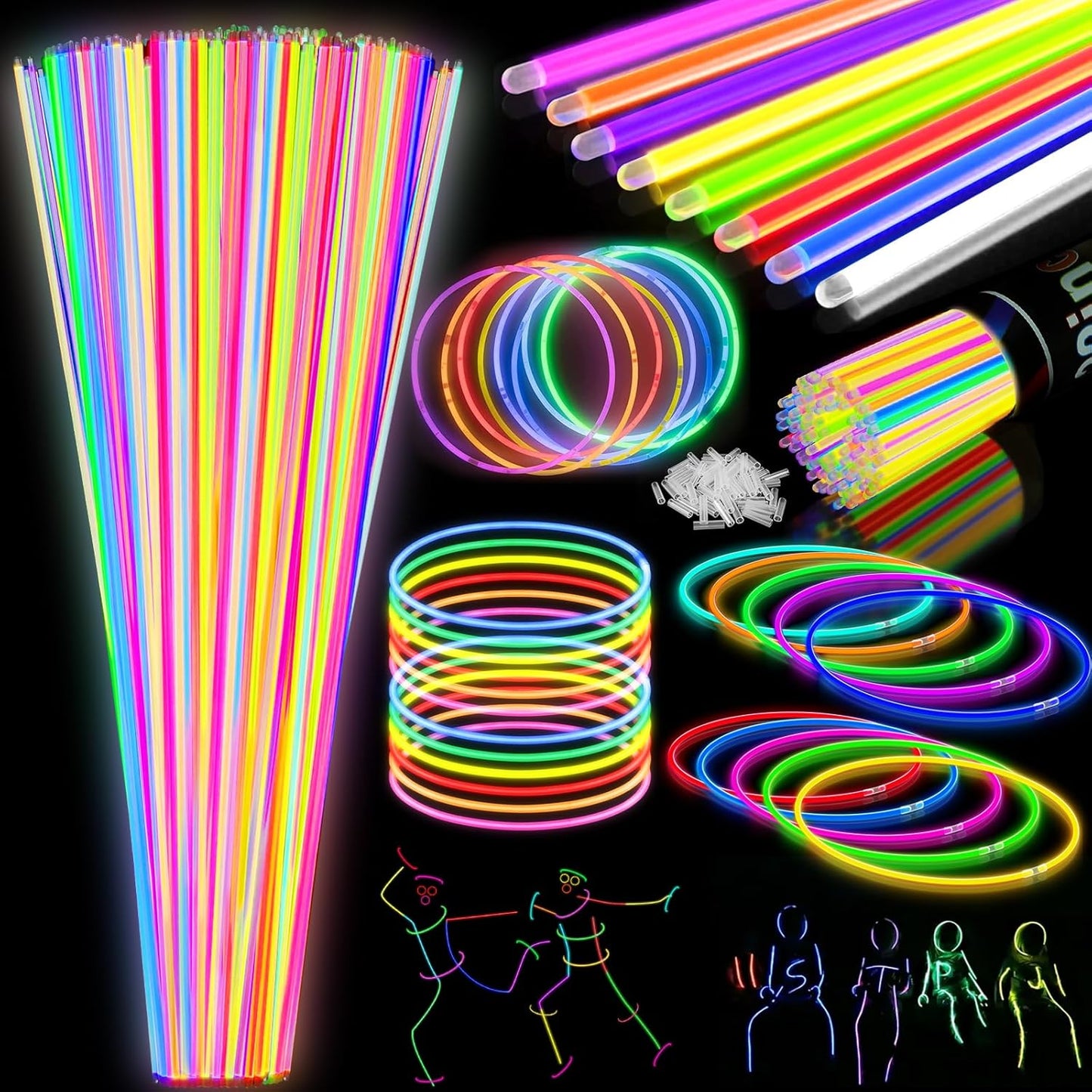 100Pcs Glow Sticks - 22 inch Glow In the Dark Sticks Party Supplies, Halloween Glow Party Pack for Kids with 9 Hours Duration, Halloween Party Favor Glow Necklace & Bracelet with 100Pcs Connectors