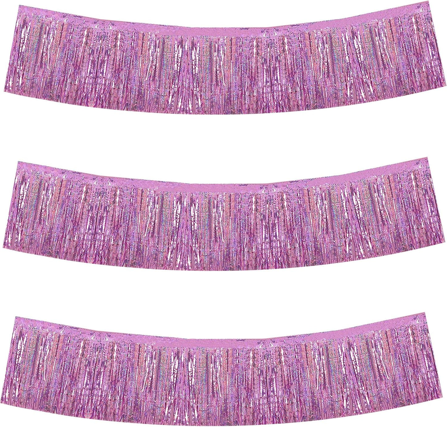 BEISHIDA 3 Packs Metallic Foil Fringe Garland Shining Purple Wall Hanging Tinsel Fringe Banners for Car Floats Bridal Shower Wedding Birthday Easter Graduation Holiday Party Decoration(30 Feet)