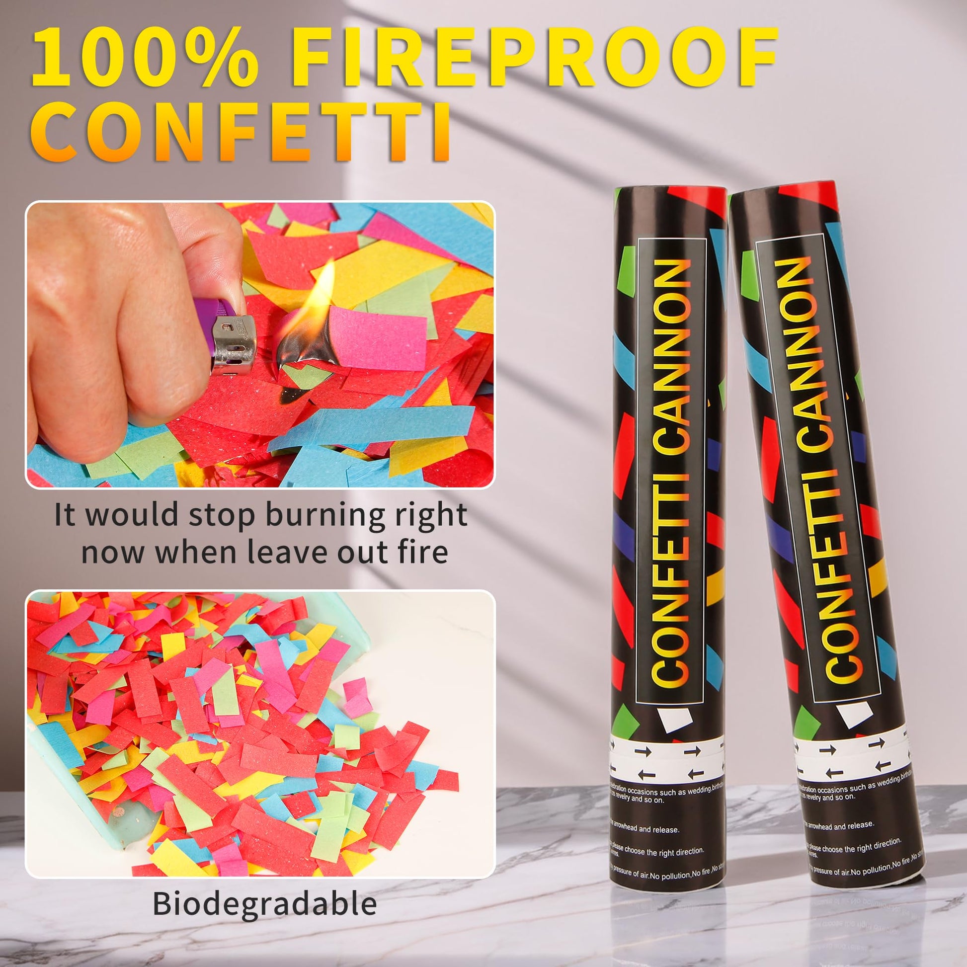 6 Pack 12 Inch Confetti Cannon Multicolor Confetti Popper Party Shooter for Wedding Birthday