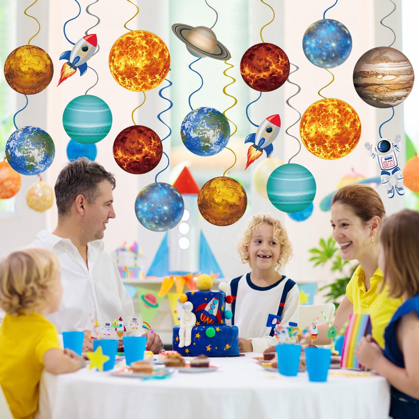 40Pcs Solar System Hanging Swirl Decorations, Outer Space Party Ceiling Hanging Swirls Space Themed