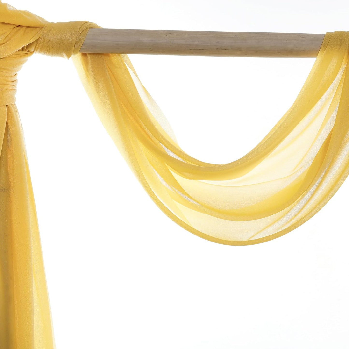 VDS Pack of 3 Panel (30 Inch X 20 Feet) Wedding Arch Draping Fabric Sheer Chiffon Fabric Drapery for Wedding Ceremony Reception Swag Backdrop Canopy Chuppah ARBO Altars Decoration (Gold)