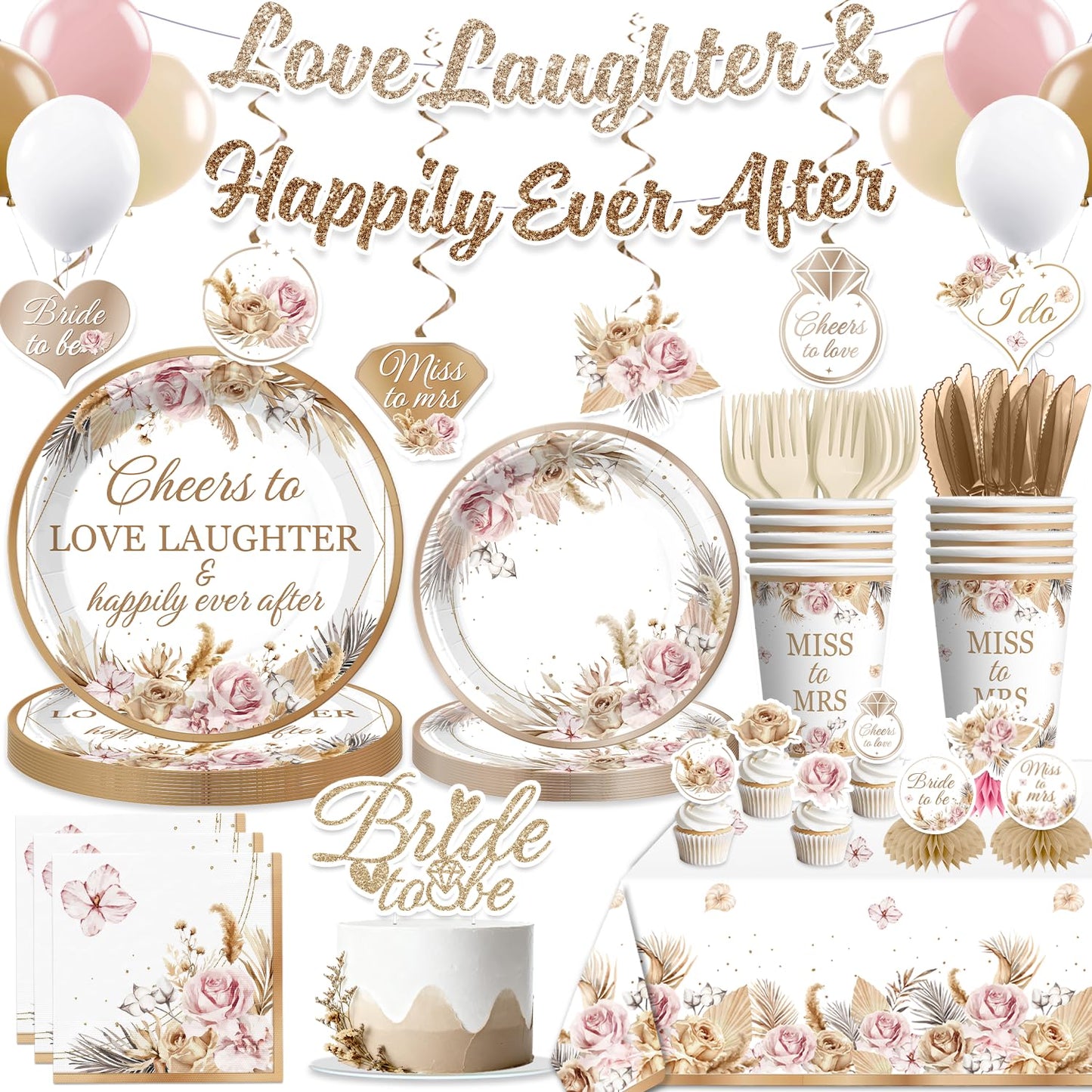 Bridal Shower Decorations, Love Laughter & Happily Ever After Shower Party