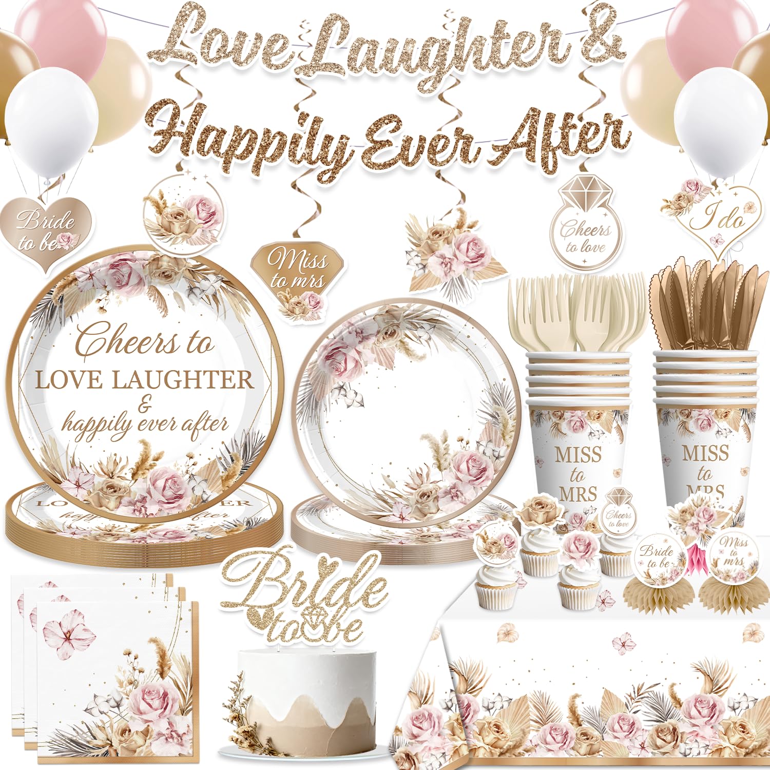 Bridal Shower Decorations, Love Laughter & Happily Ever After Shower Party