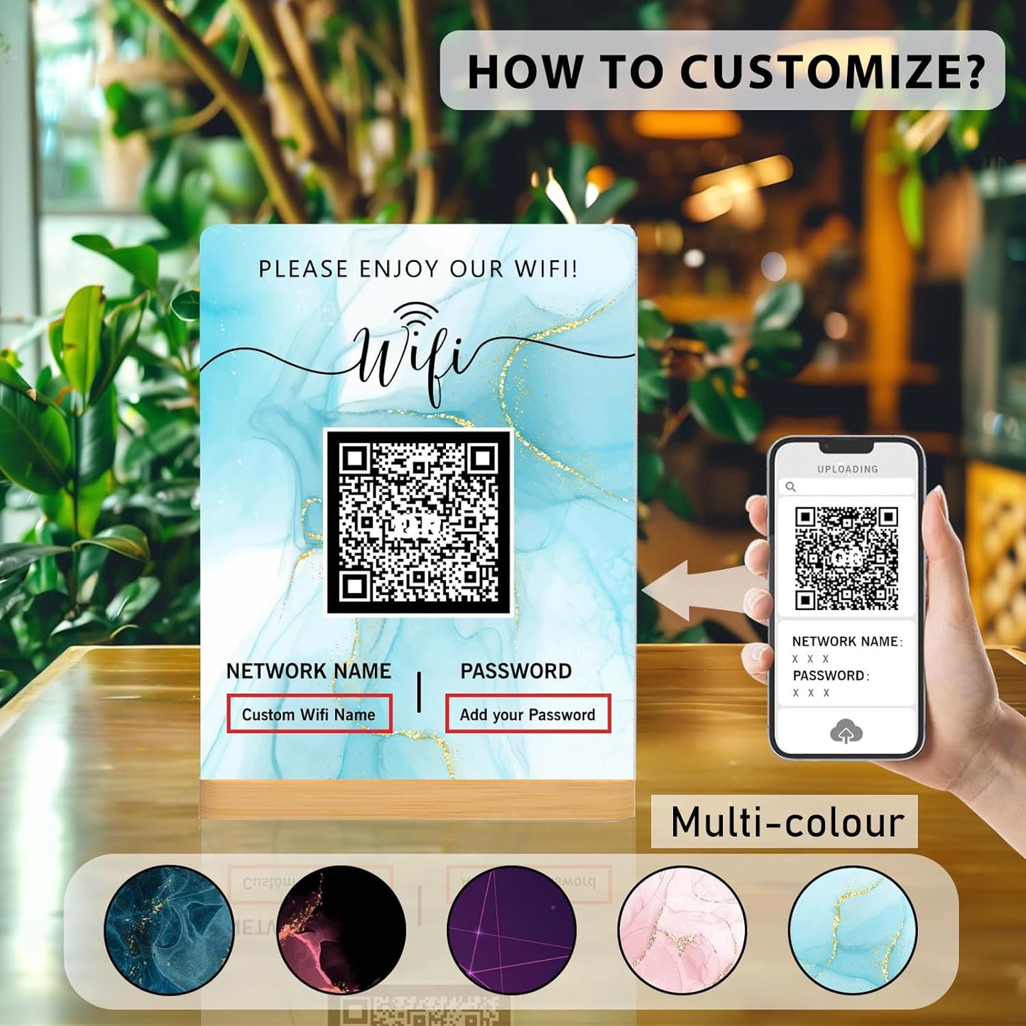 Personalized Custom Metal QR Code Sign Venmo Cashapp Scan to Pay with Stand Instagram Facebook Social Media QR Signs Bar Code QR Plaque Print for Business Salon Beauty Store Restaurant Wifi Sign (W4)