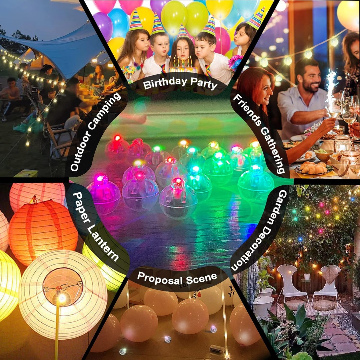 50pcs Multicolor LED Balloon Lights, Rainbow-Colored Round LED Flash Mini Ball Lights for Paper Lanterns, Balloons, Indoor/Outdoor Party, Event, Wedding, Halloween, Christmas Decorations
