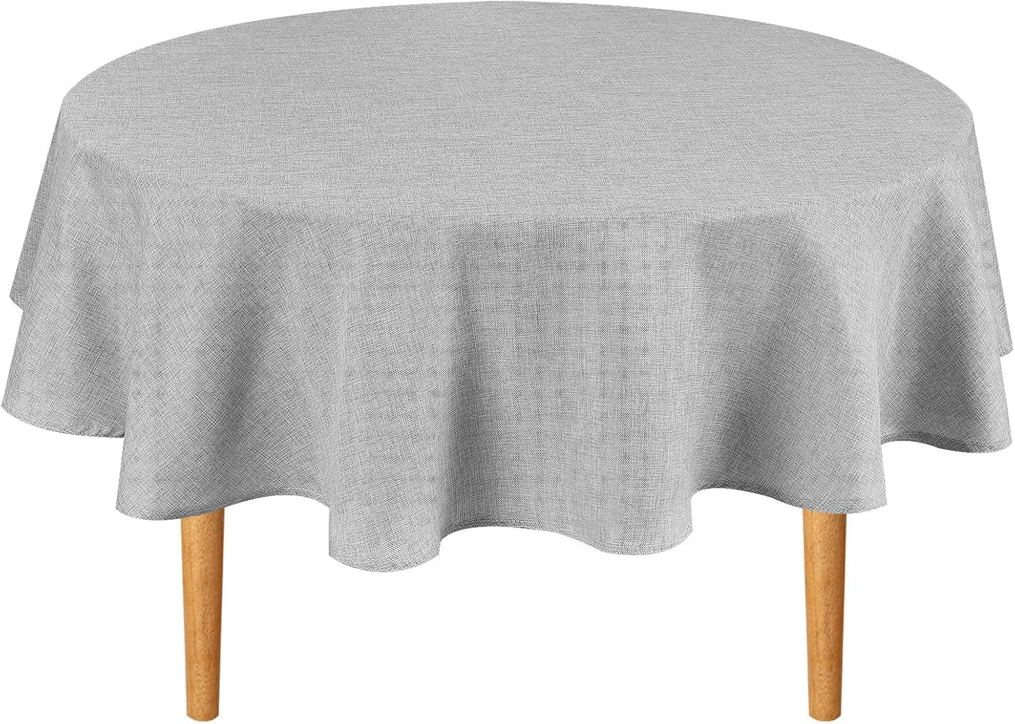 Hiasan 90 Inch Round Tablecloth Linen - Wrinkle and Stain Resistant Washable Polyester Fabric Table Cloth for Patio Dining Room Kitchen Party, Light Grey