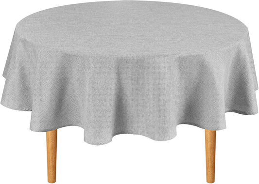 Hiasan 90 Inch Round Tablecloth Linen - Wrinkle and Stain Resistant Washable Polyester Fabric Table Cloth for Patio Dining Room Kitchen Party, Light Grey