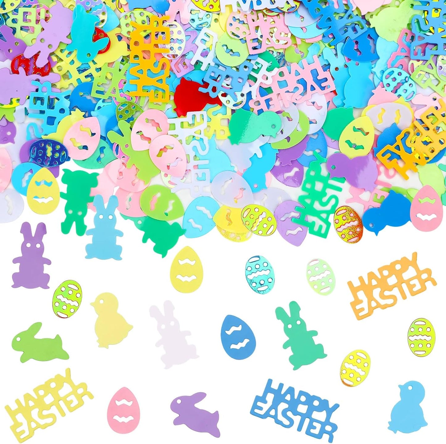 MARFOREVER Easter Confetti, Bunny Egg Rabbit Chicken Glitter Table Decorations Easter Party Scatter Metallic Foil Table Confetti Sprinkles for Happy Spring Party Supplies Decor