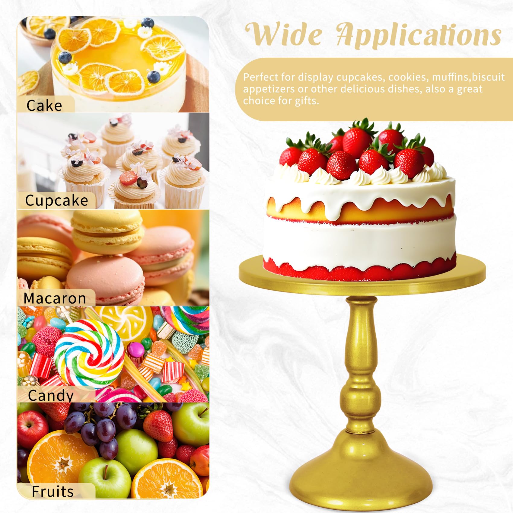 Fivenl 8 Pcs Cake Stand Gold Metal Dessert Table Display Set, 3-Tier Cupcake Stand, Cake Display