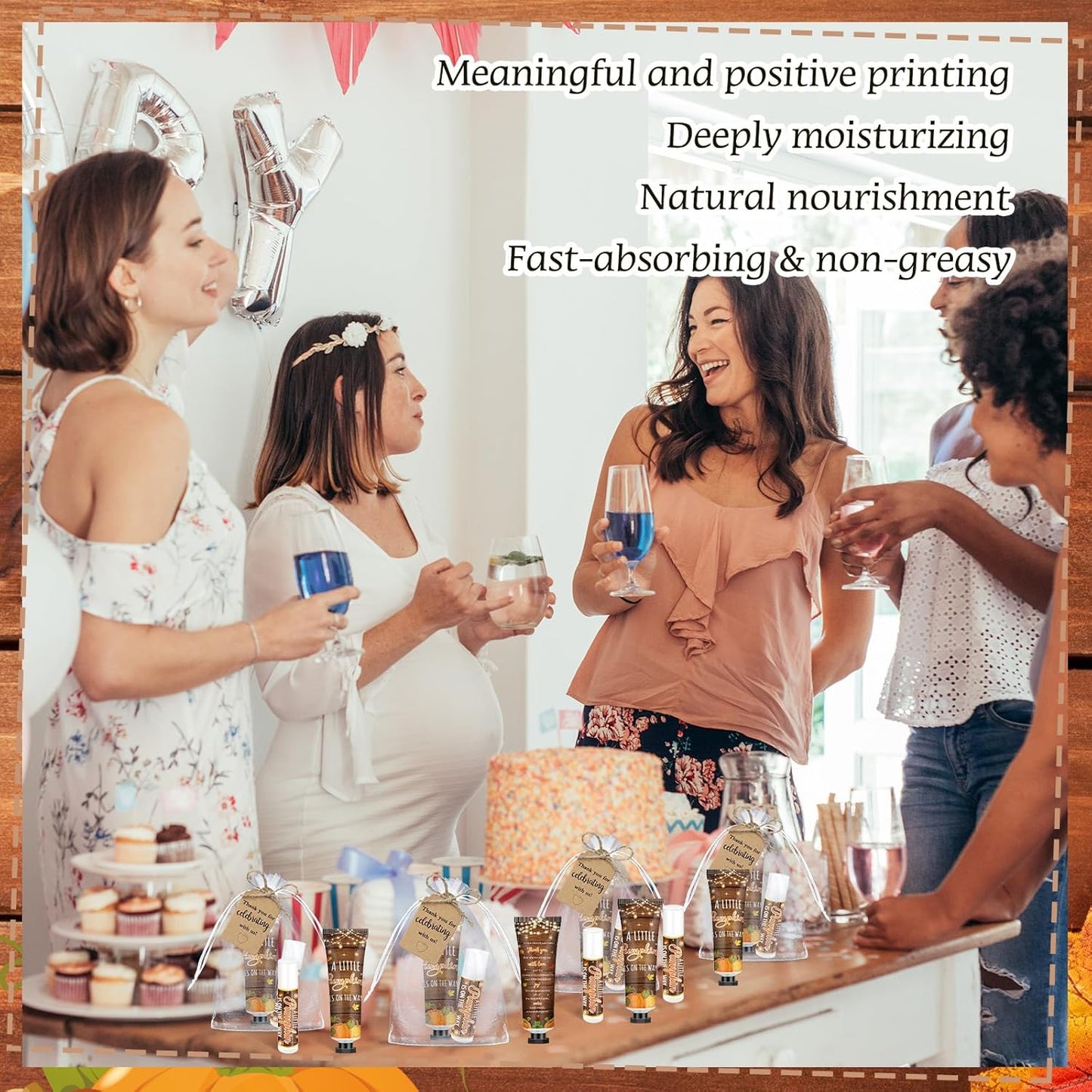 50 Sets 200 Pcs Baby Shower Hand Lotion and Lip Balm Gift Theme Baby Shower Party Favors Travel Size Hand Lotion and Lip Balm Bulk with Organza Bags Tags(Rustic Pumpkin)