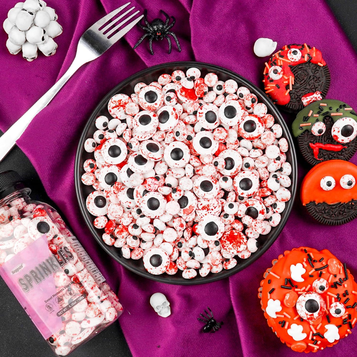 Halloween Sprinkles, Edible Eyeballs Candy, Bloody Eyes Sprinkles for Cake Decorating, Halloween Cupcake & Cookie Toppers, Creepy Party Candy Supplies, 180g/ 6.35oz