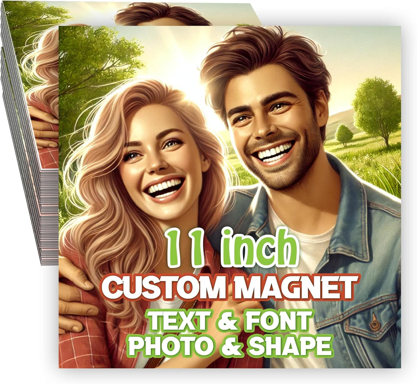 KETABAO – 11" Customized Square Photo Magnets for Refrigerators and Cars – Personalized Magnetic Decoration for Homes and Storage Cabinets