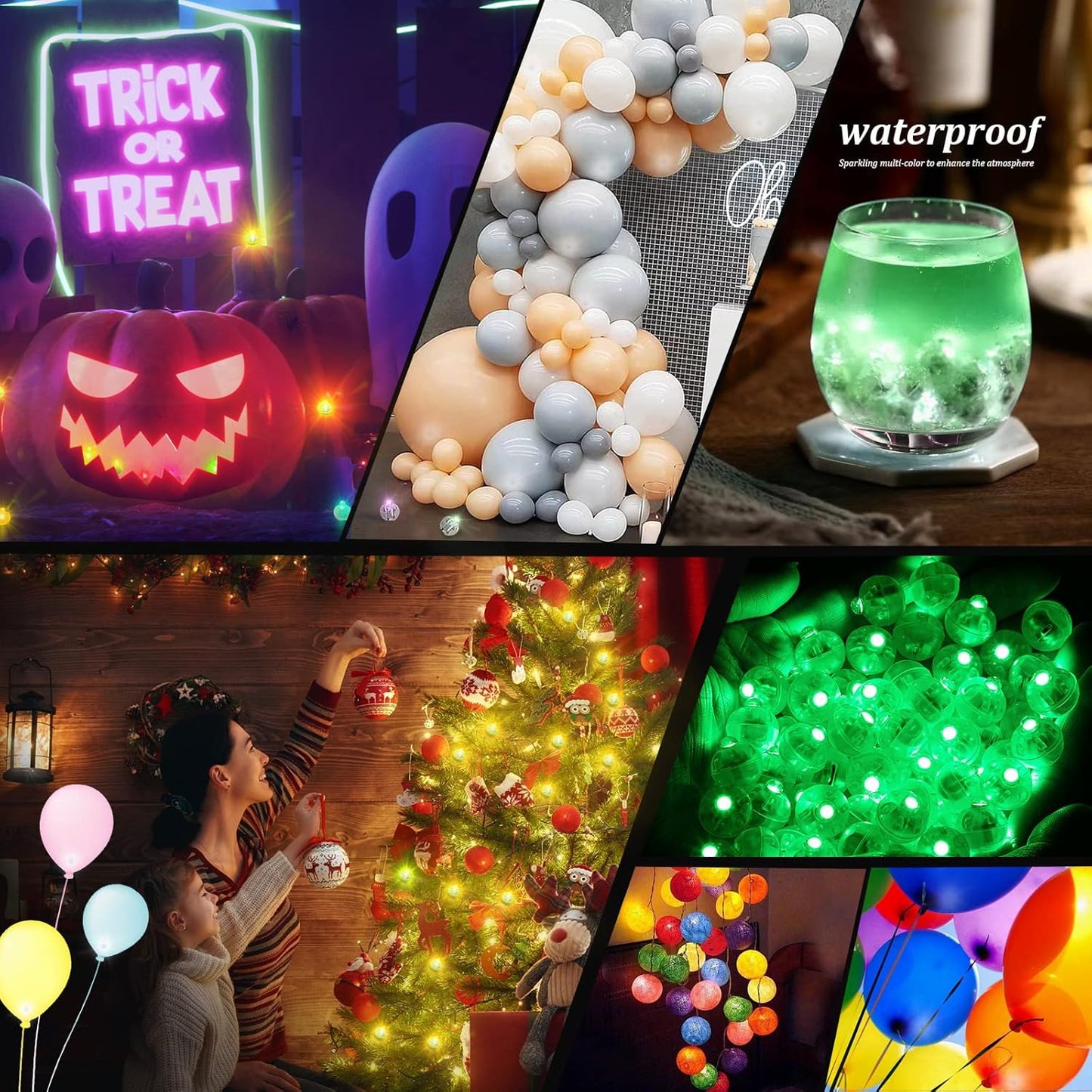 50pcs LED Green Balloon Lights, Round LED Mini Lights for Paper Lantern Balloon Birthday Party Event Indoor Outdoor Wedding Decoration Halloween Christmas Supplies