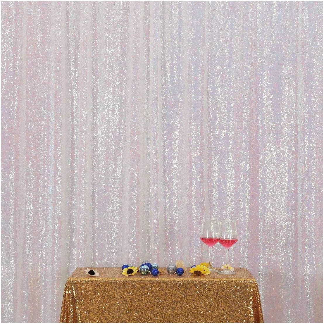Poise3EHome 5FT x 7FT Iridescent Sequin Photography Backdrop Curtain for Party Decoration