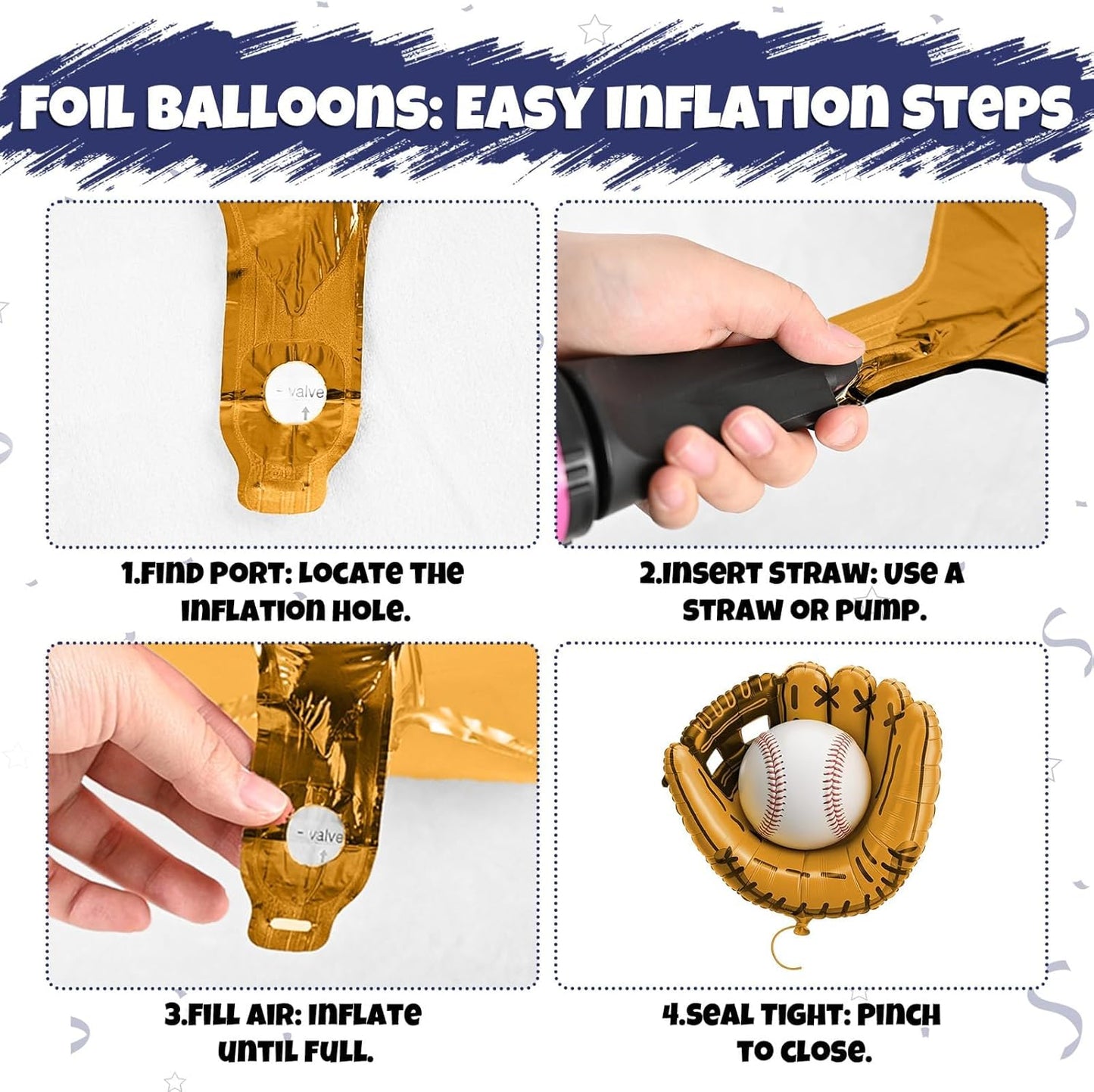 Baseball Balloons, 12 Inch Navy Blue Red White Light Dusty Blue Balloons with Baseball Gloves Ball Foil Balloon for Boys Baseball Themed Birthday Baby Shower Sport Theme Party Decorations