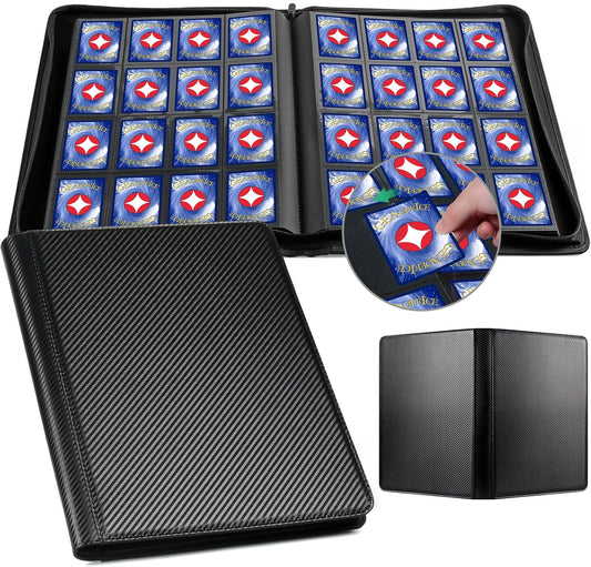 GEAoffice Trading Card Binder 16 Pockets, Premium Large 1000 Card Binder Holds 1000+, Side Loading Collection Album Folders for YuGiOh, MTG, TCG, Games& Sports, Carbon Black