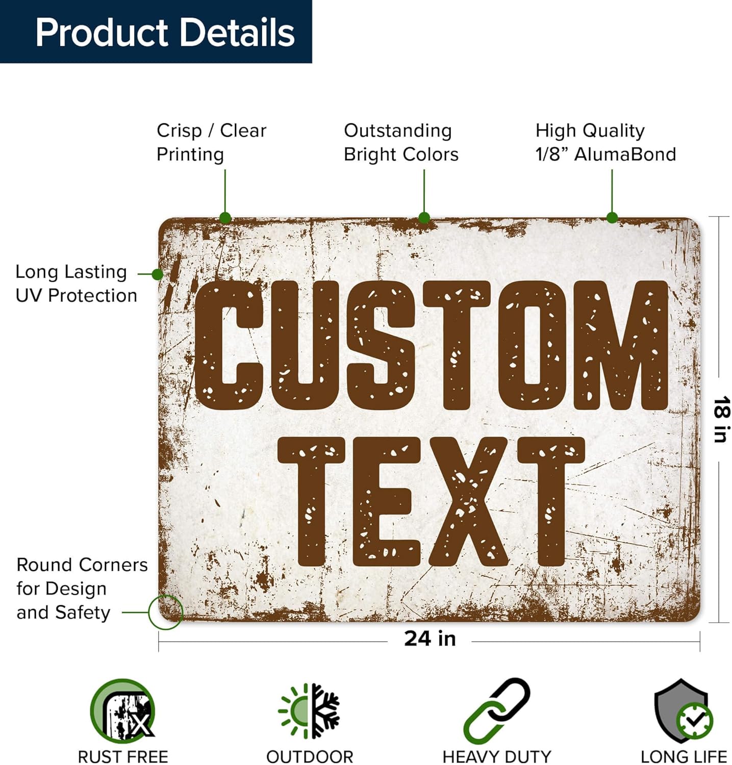 Custom Sign, Custom Street Sign, 11 Font Colors, 13 Font Styles, 4 Hole Options, 22 Sizes, 18x24 Inches, Rust Free DiBound, Fade Resistant, Made in USA by My Sign Center (Rustic)