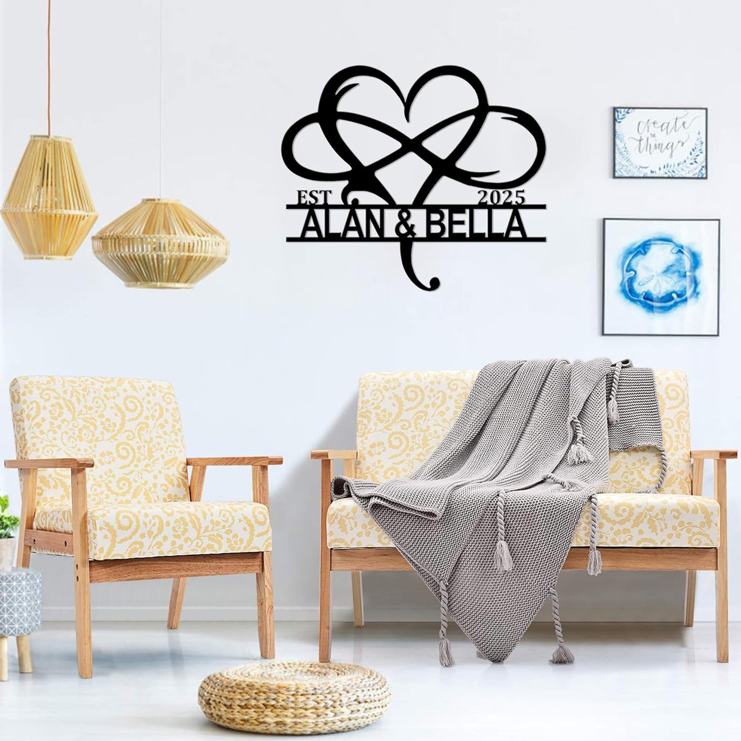 Personalized Valentine's Day Wedding Gifts For Couple, Custom Metal Signs Wall Art, Monogram Name Metal Signs For Home Decor, Customized Anniversary Christmas Housewarming Gifts For Him Her