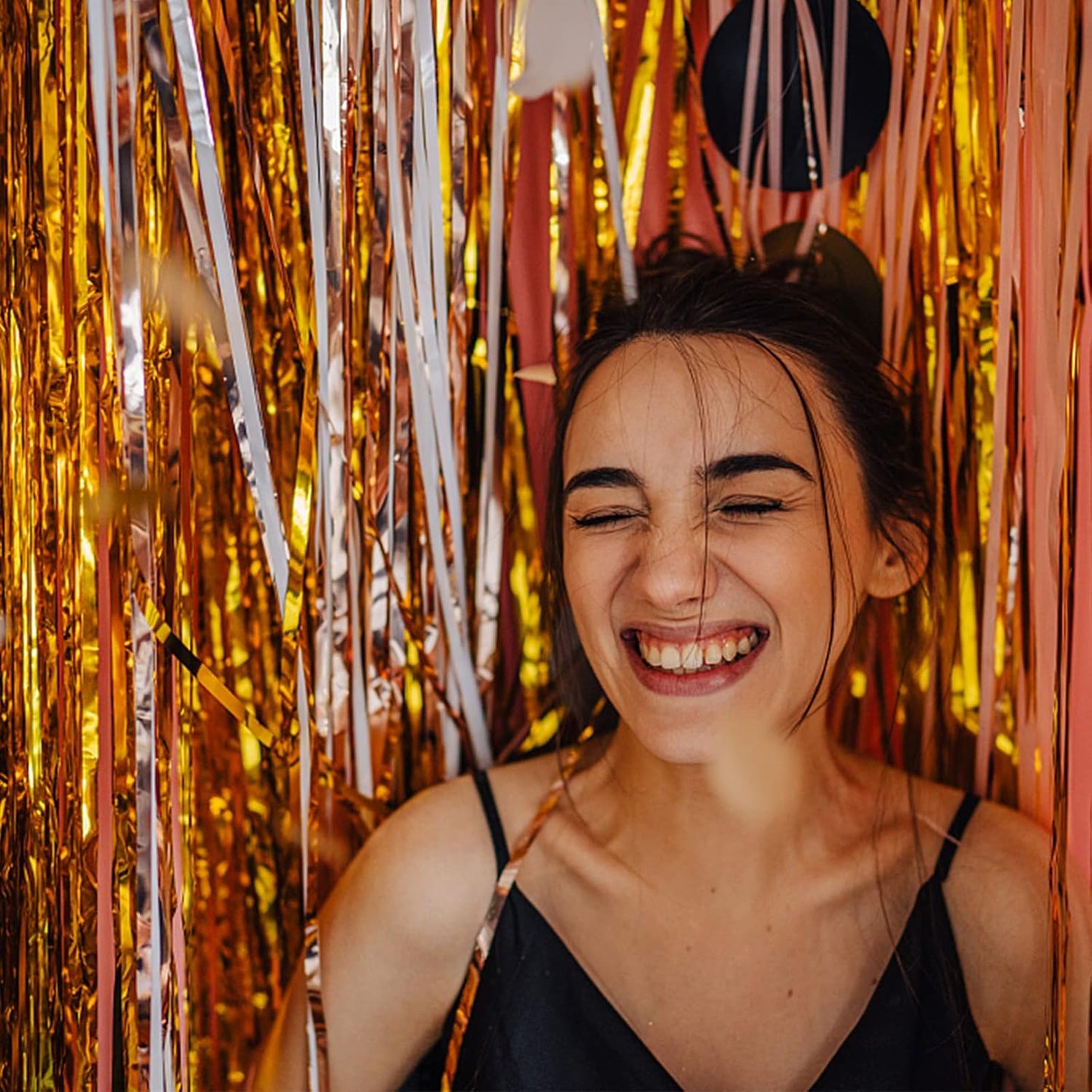 5 Pack Foil Curtain Backdrop Gold Metallic Tinsel Foil Fringe Curtains Photo Booth Props for Birthday Wedding Engagement Baby Shower Bachelorette Christmas Holiday Celebration Party Decorations