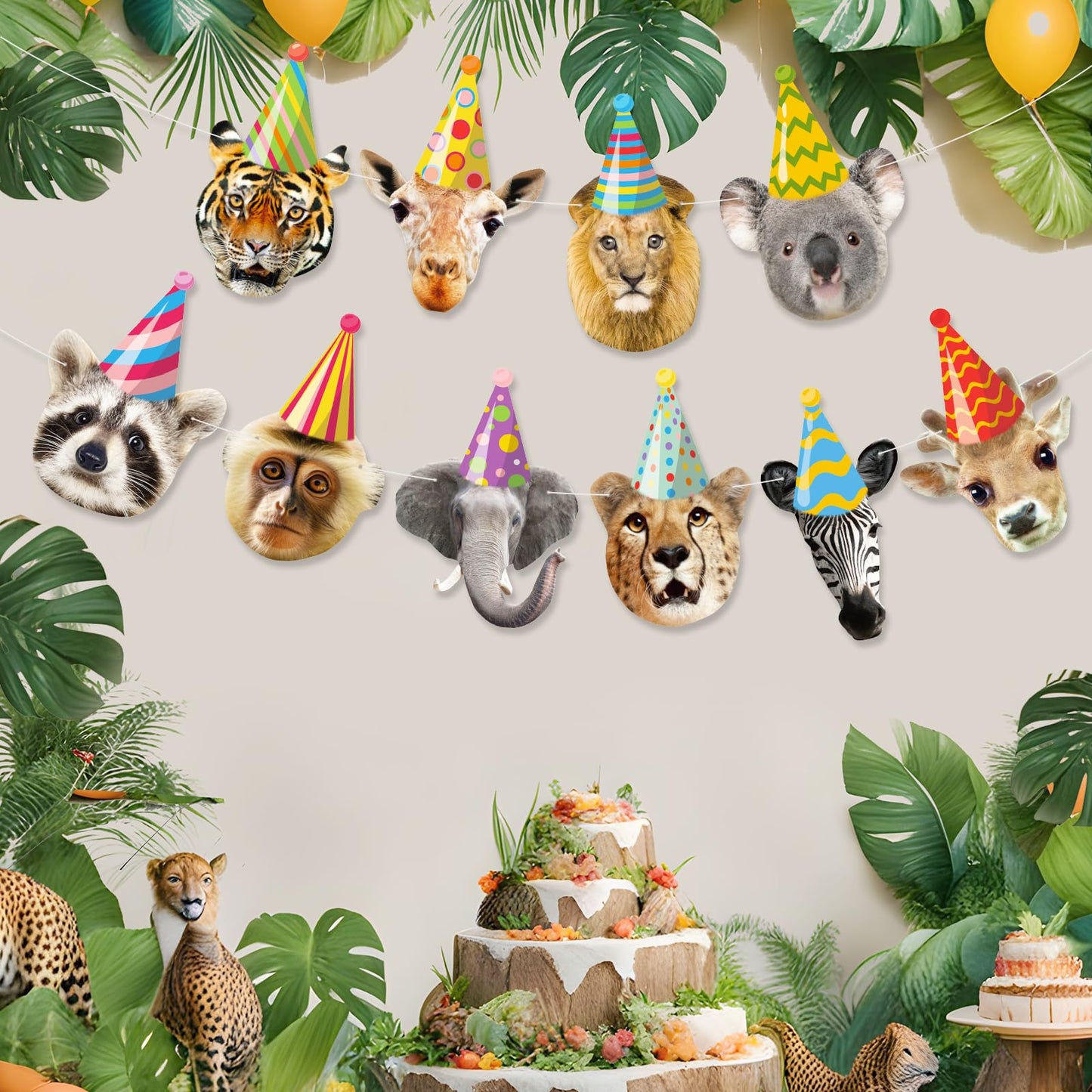 Hooqict Safari Animals Happy Birthday Banner Animal Birthday Party Decorations Party Animal Banner