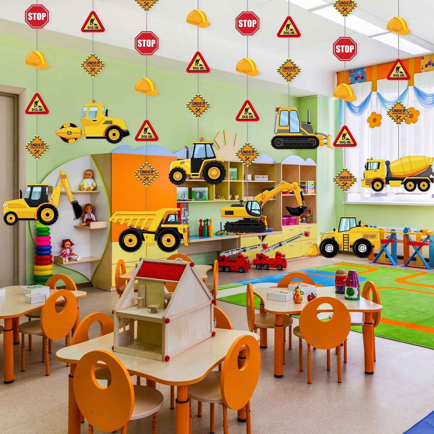 Faccito 8 Packs Back to School Construction decor Traffic Garland Banner