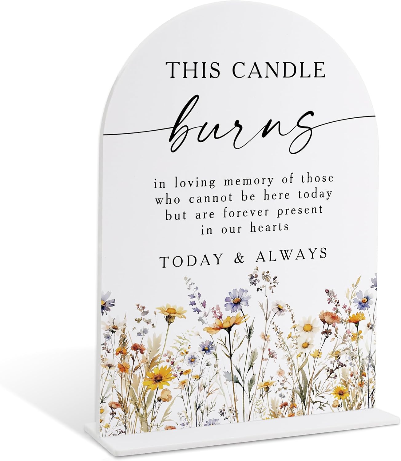 Memorial Table Sign for Wedding, Boho Floral This Candle Burns in Loving Memory Sign, Wedding Signage with Stand, Bridal Shower Table Centerpieces, Supplies for Engagement Reception and Event, 39