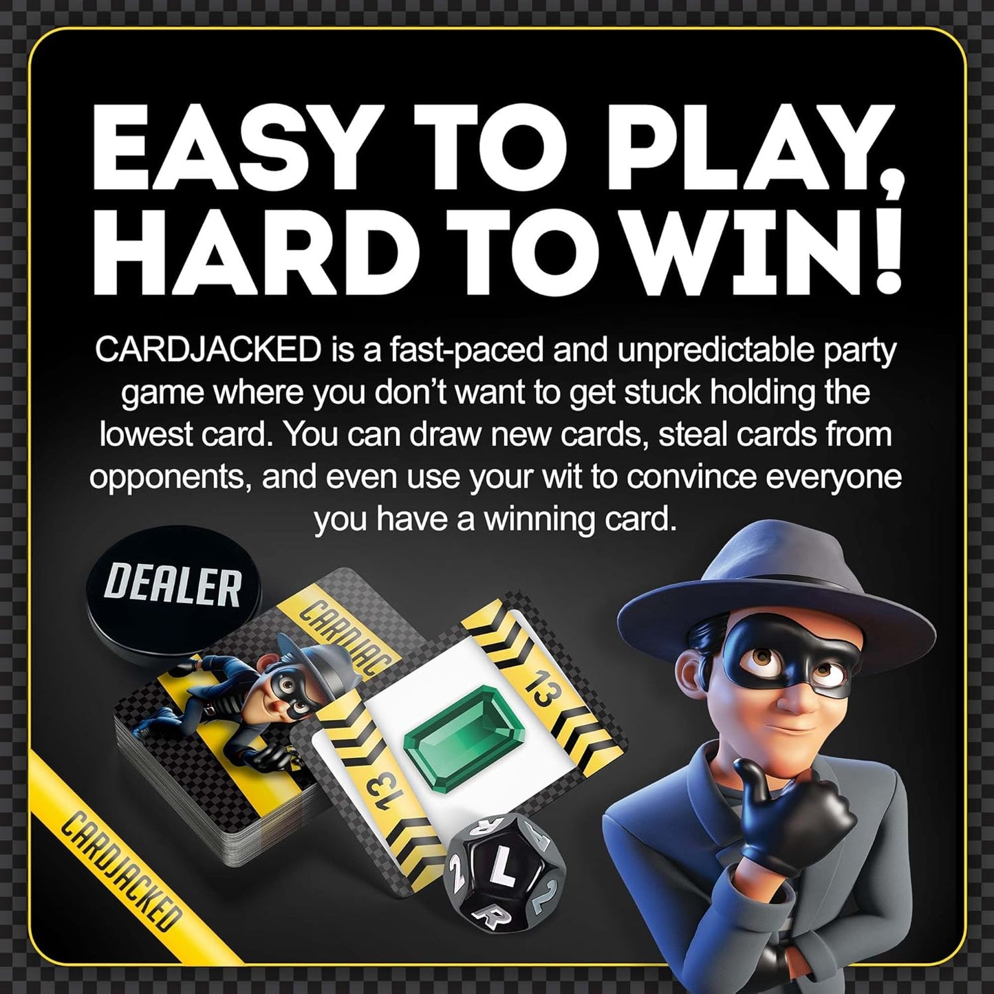 CARDJACKED Party Game – 4-10 Players, Ages 8+, 20+ Minutes – Family-Friendly Strategy for Kids, Teens & Adults for Game Night