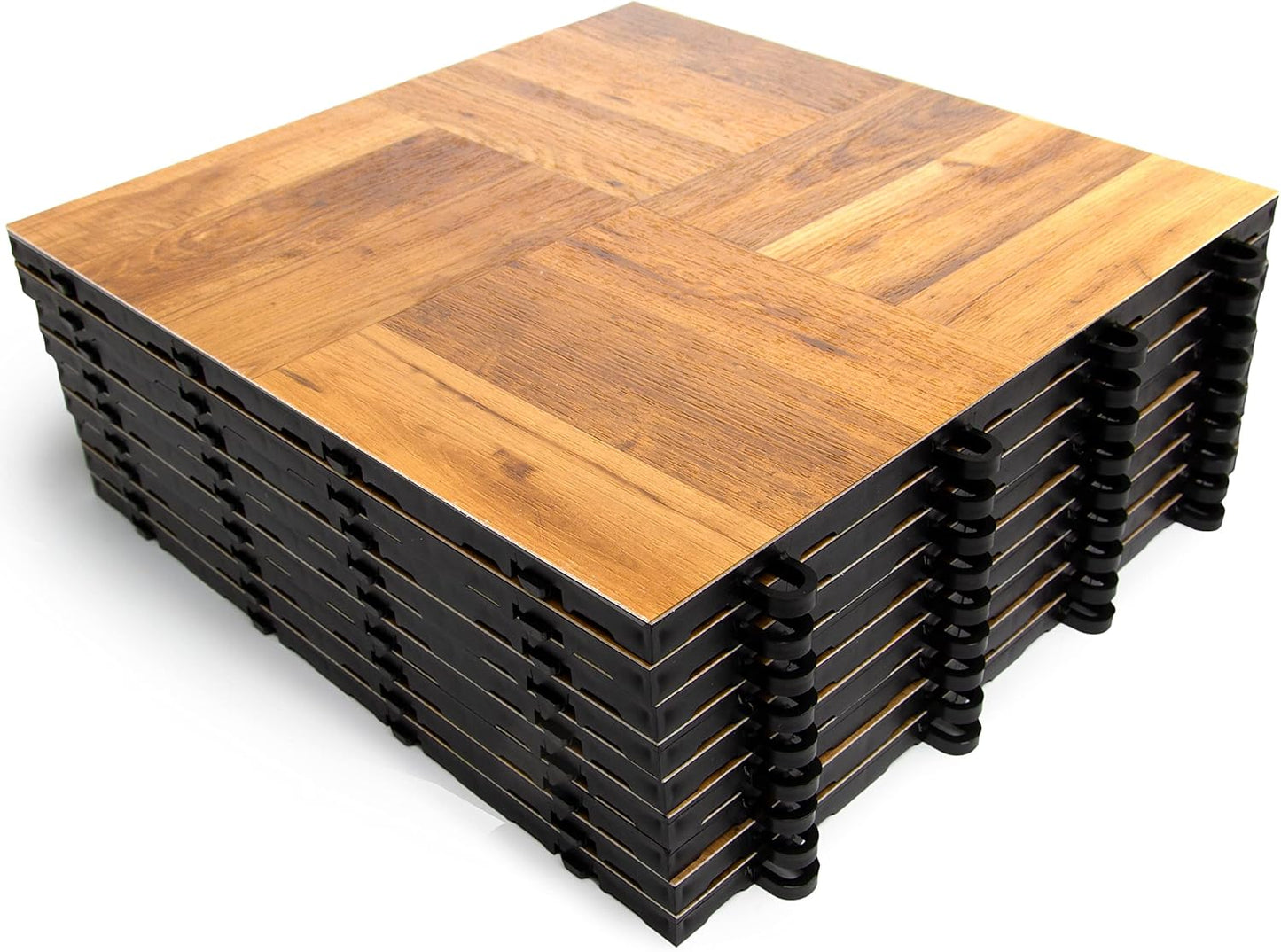 Big Floors 3X3OAKFLOOR Interlocking Lightweight Plastic Modular Dance Floor Kit (3' x 3'), Oak, 21 Piece