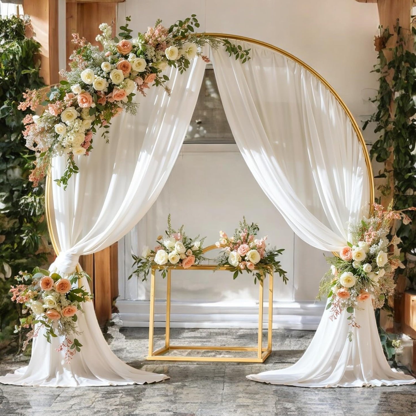 MDS Halloween Chiffon Draping Fabric - 2 Panel, 30" Wide x 30ft Long - Sheer Spooky Arbor & Canopy Drapery for Haunted House Backdrops, Party Ceilings, DIY Costumes & Themed Events - White