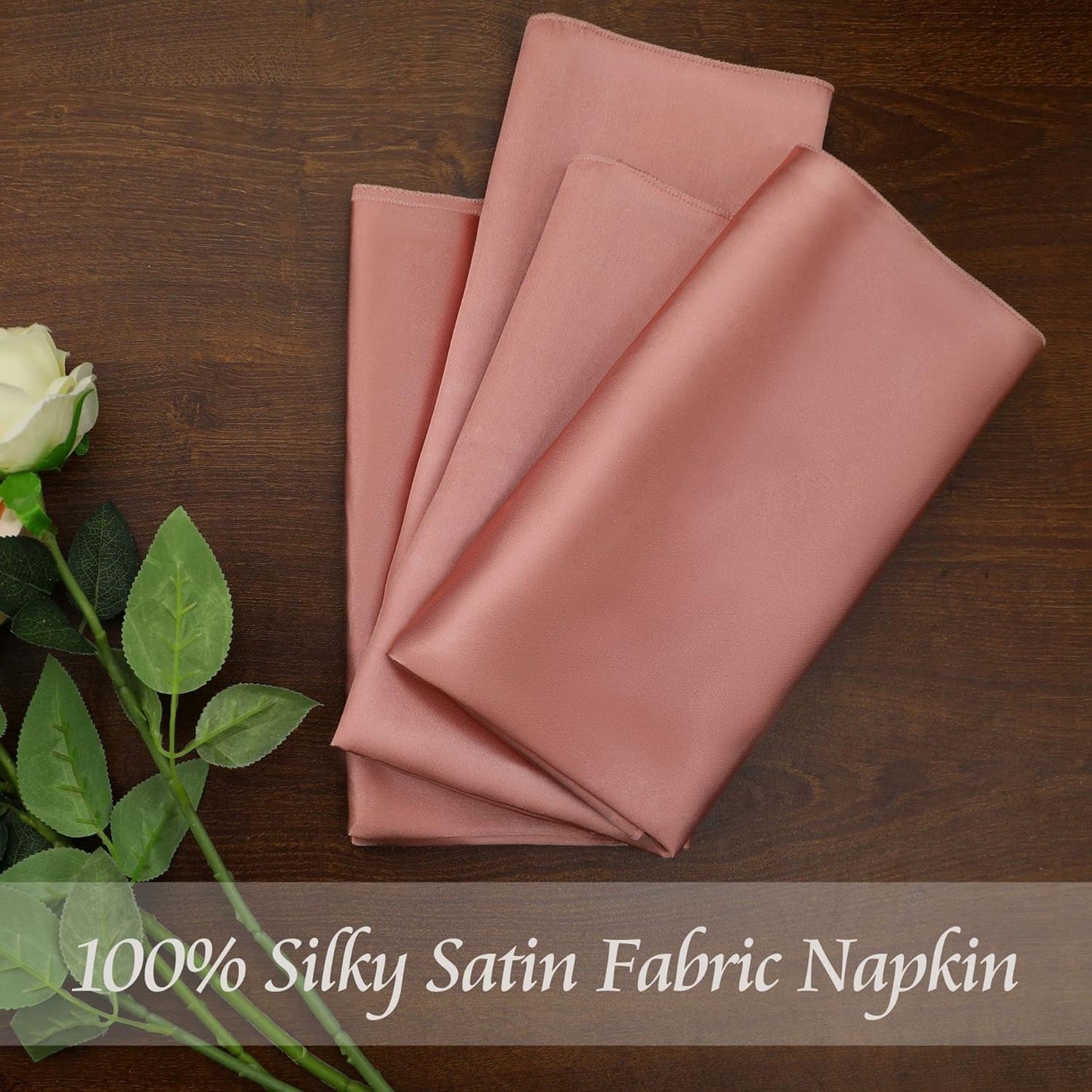 Manyshofu 60 Pieces Rose Gold Satin Napkins - 20x20 Inches Cloth Napkins, Square Satin Fabric Napkins Set - Soft & Reusable Table Napkin for Wedding Dinner Party Lunch Banquet Restaurant Decoration