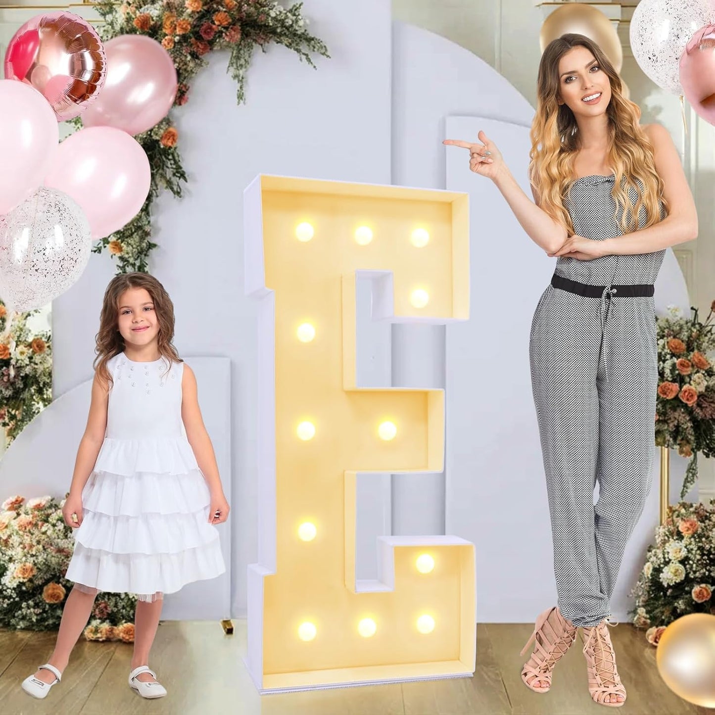 4ft Marquee for Letters E, Large Light up Letters 4ft, Multifunctional Large Marquee for Letters 4 Feet Tall for Party Decorations, Letter Balloons, Wedding Decor, Proposal Decorations (Letters E)