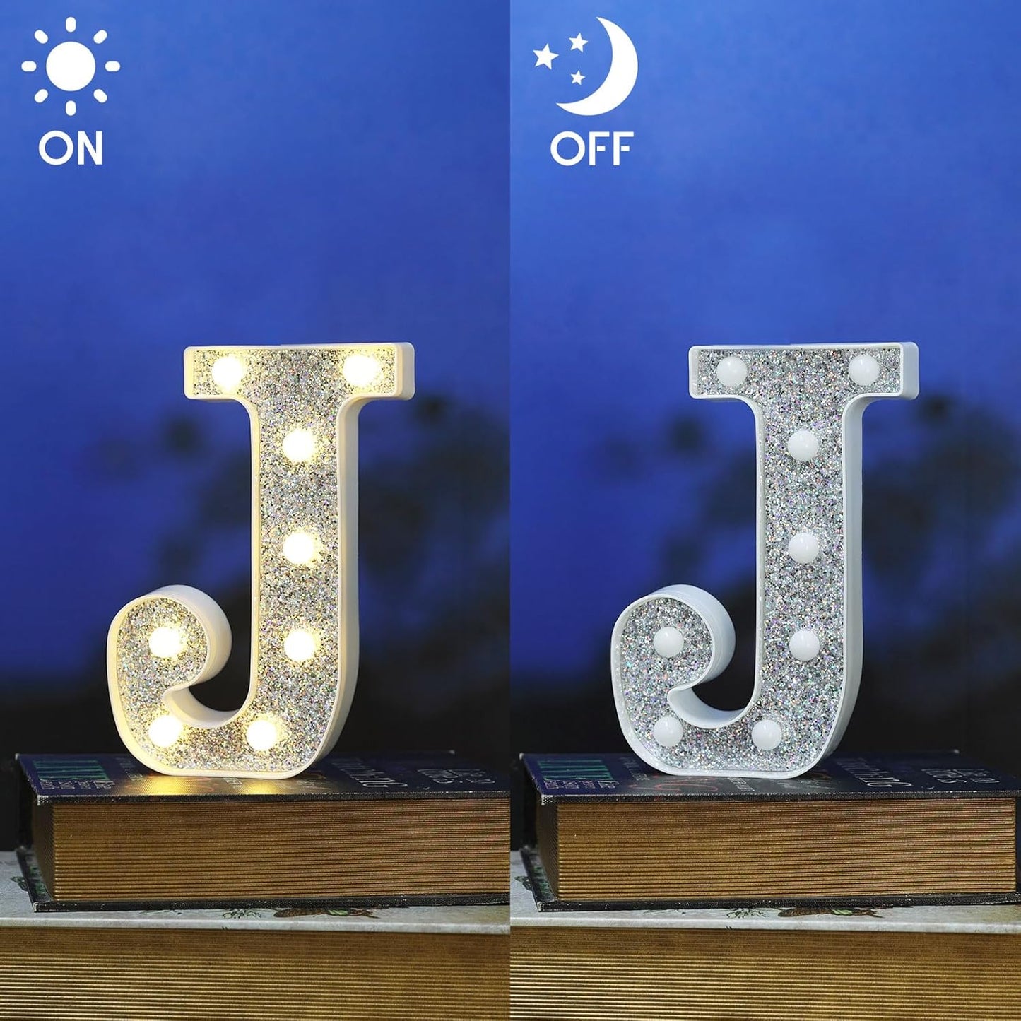 Glitter Light Up Letters & Signs - Alphabet, Numbers & J for Table Decor, Prom, Events & Engagement Parties