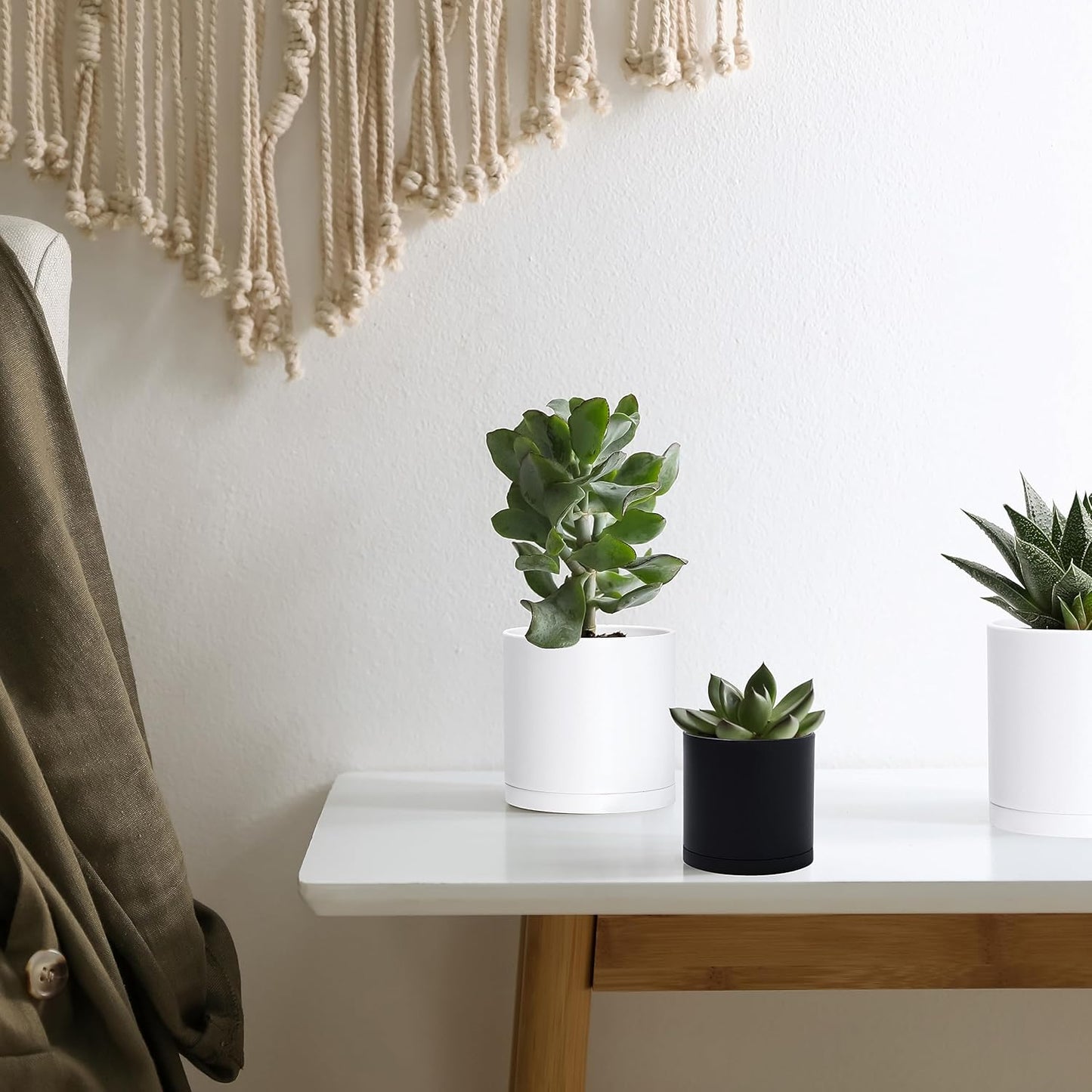 D'vine Dev 18 Pack 2.5 Inch Mini Plastic Plant Pots, Small Garden Planters for Plant with Drainage Holes and Saucers, Black Color, 74-Y-B-5