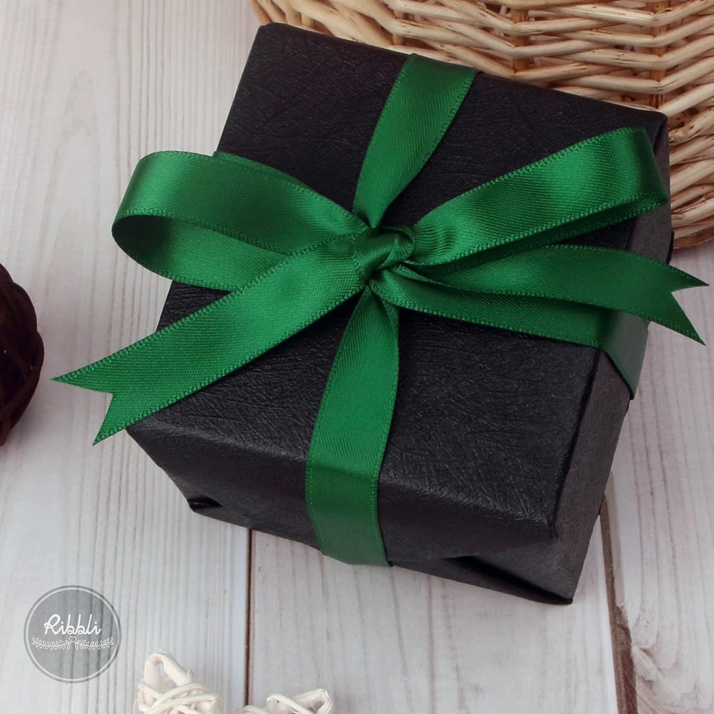 Ribbli Forest Green Double Faced Satin Ribbon,1/2 Inch x Continuous 25 Yards,Use for Craft Bows Bouquet, Gift Wrapping, Wedding Decoration, Floral Arrangement