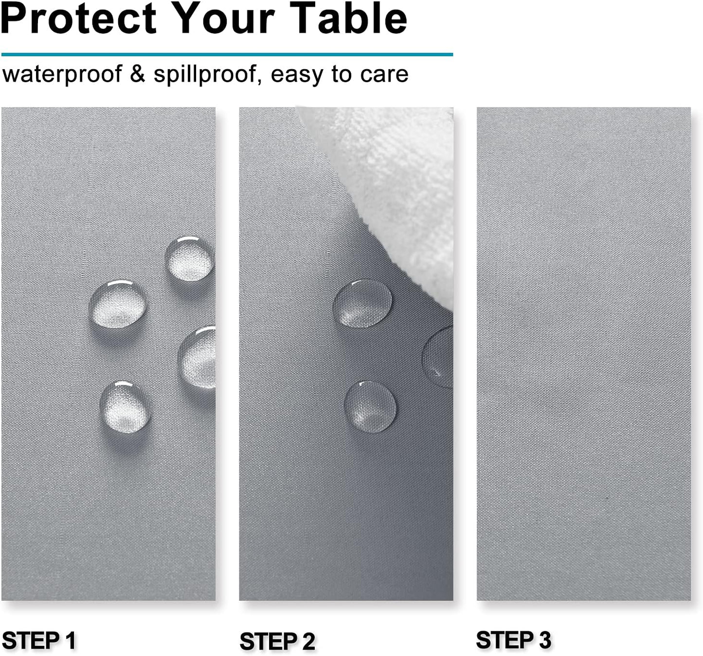 Hiasan Silver Grey Square Tablecloth - Waterproof and Spillproof Washable Fabric Table Cloth for Dining Room Kitchen Party and Outdoor, 70 x 70 Inch