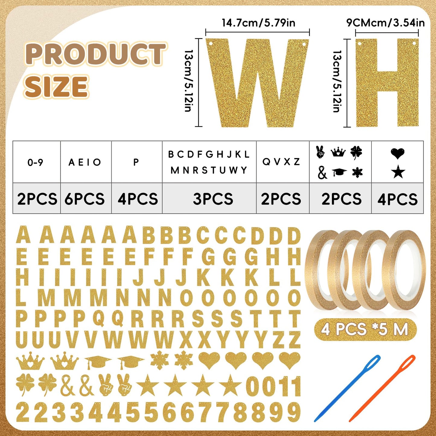 GIFOHAPY 133PCS DIY Banner Kit with Letters Symbols,Make Your Own Banner,Personalized Gold Banner