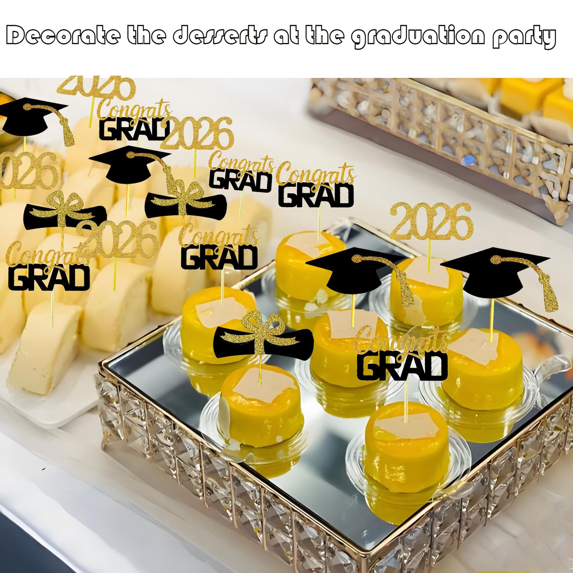 YuBoBo 2026 Graduation Cupcake Toppers, 48 PCS Food/Appetizer Picks For Graduation Party Mini Cake