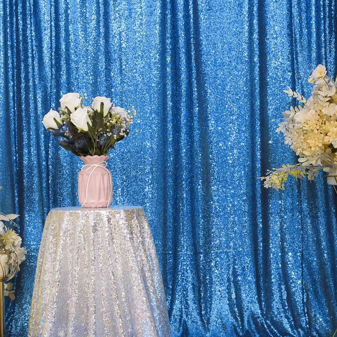 Eternal Beauty Turquoise Sequin Backdrop, 4x7 Ft Glitter Background Curtains for Shimmer Photography Party Wedding Birthday Back Drop Decor