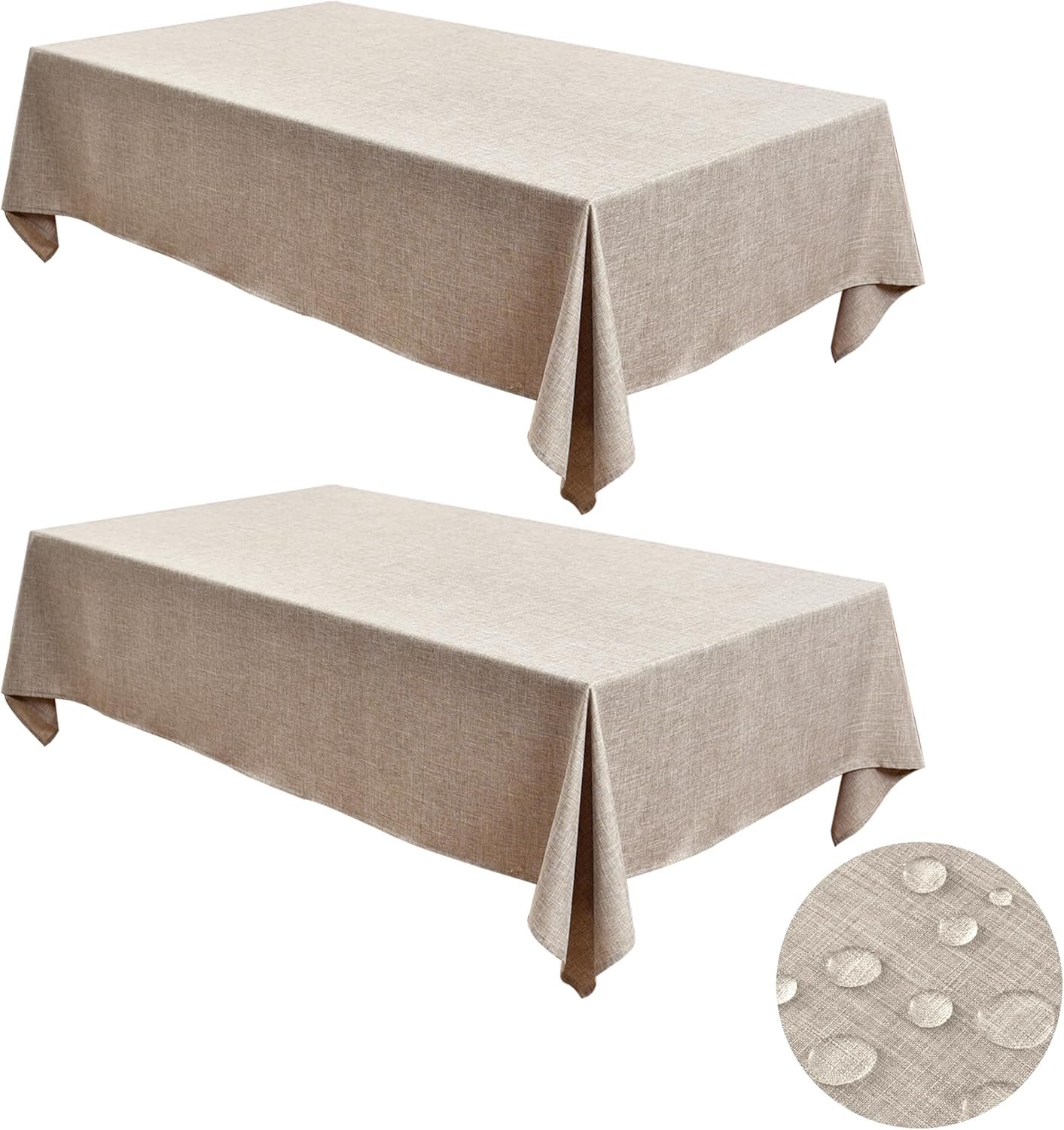 Fitable Faux Linen Tablecloths for Rectangle Tables: Water & Stain Resistant Farmhouse Table Cloth, Washable Burlap Textured Table Covers for Kitchen Dining Party(2 Pack, 60x102 Inch, Nature)