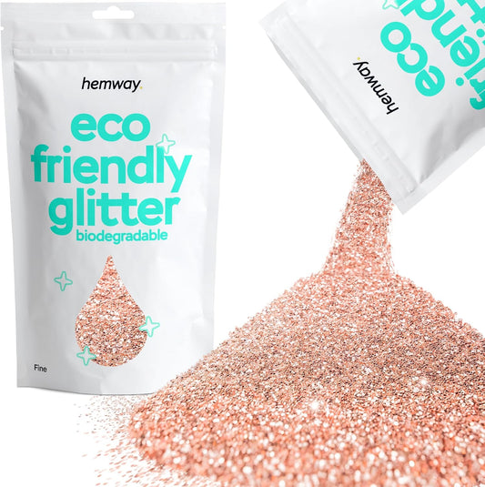 Hemway Eco Friendly Biodegradable Glitter 100g / 3.5oz Bio Cosmetic Safe Sparkle Vegan for Face, Eyeshadow, Body, Hair, Nail and Festival Makeup, Craft - 1/64" 0.015" 0.4mm - Rose Gold