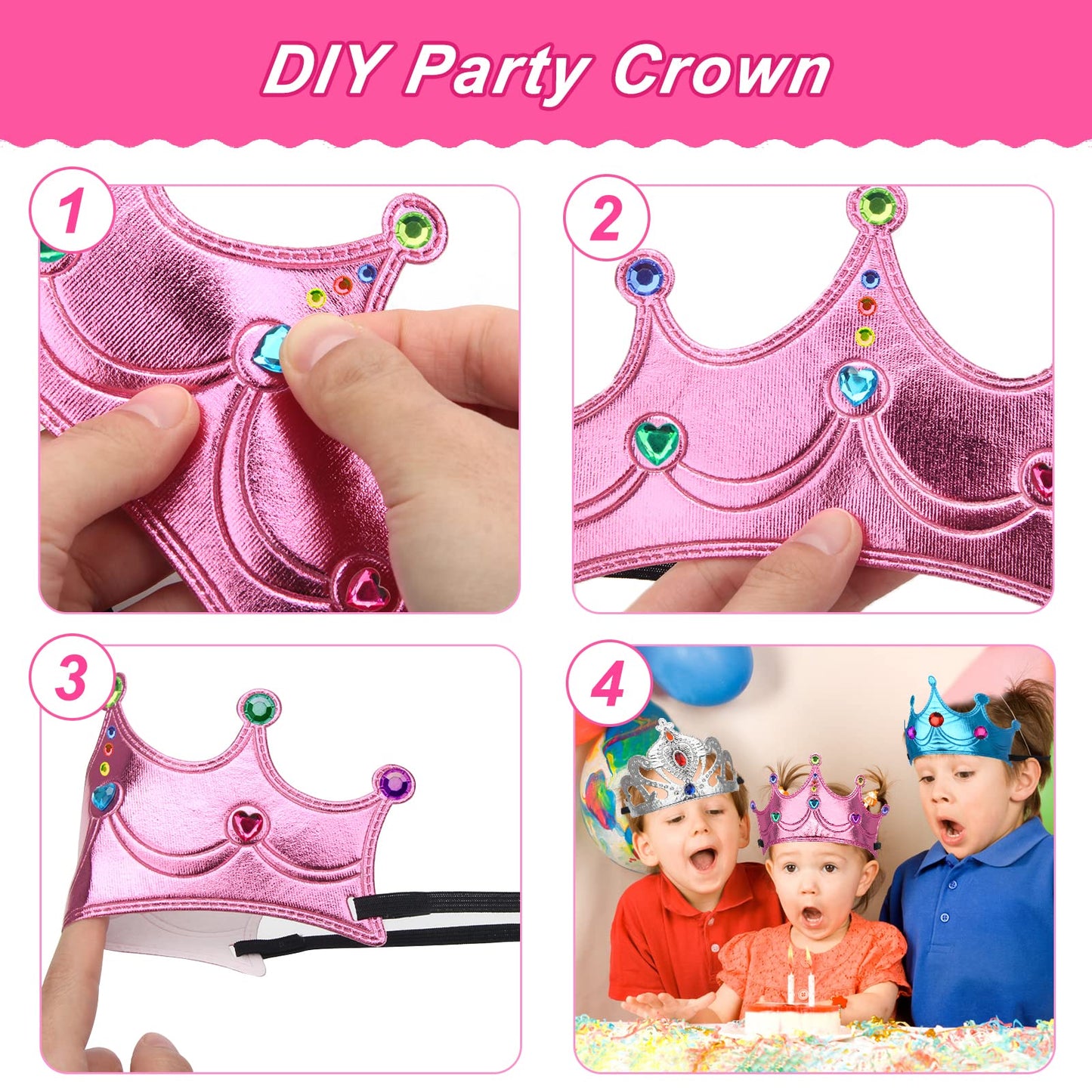 23 PCS Foam Crowns Set DIY Party Princess Tiaras Crowns, Make Your Crowns