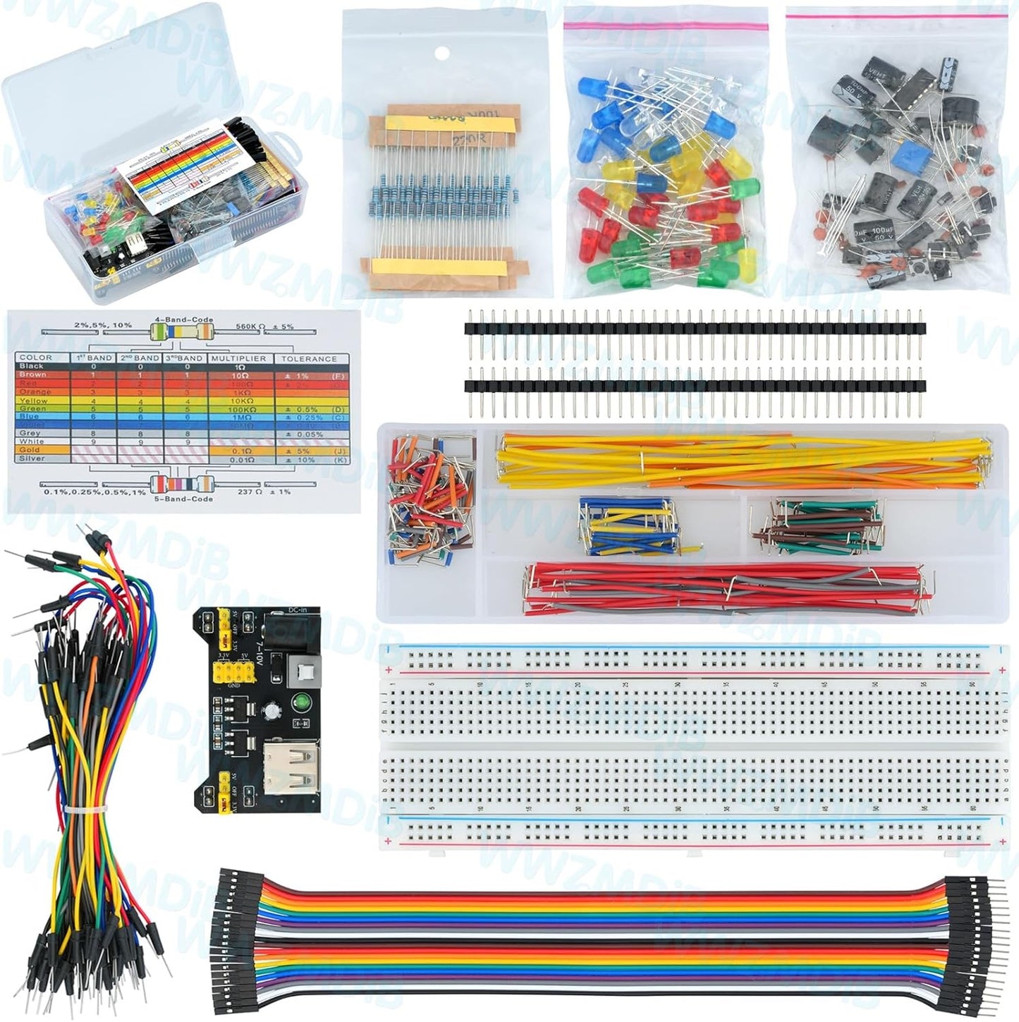 WWZMDiB 438 Pcs Electronics Breadboard Kit Beginner Starter Kit Compatible with Arduino,STM32,Raspberry Pi
